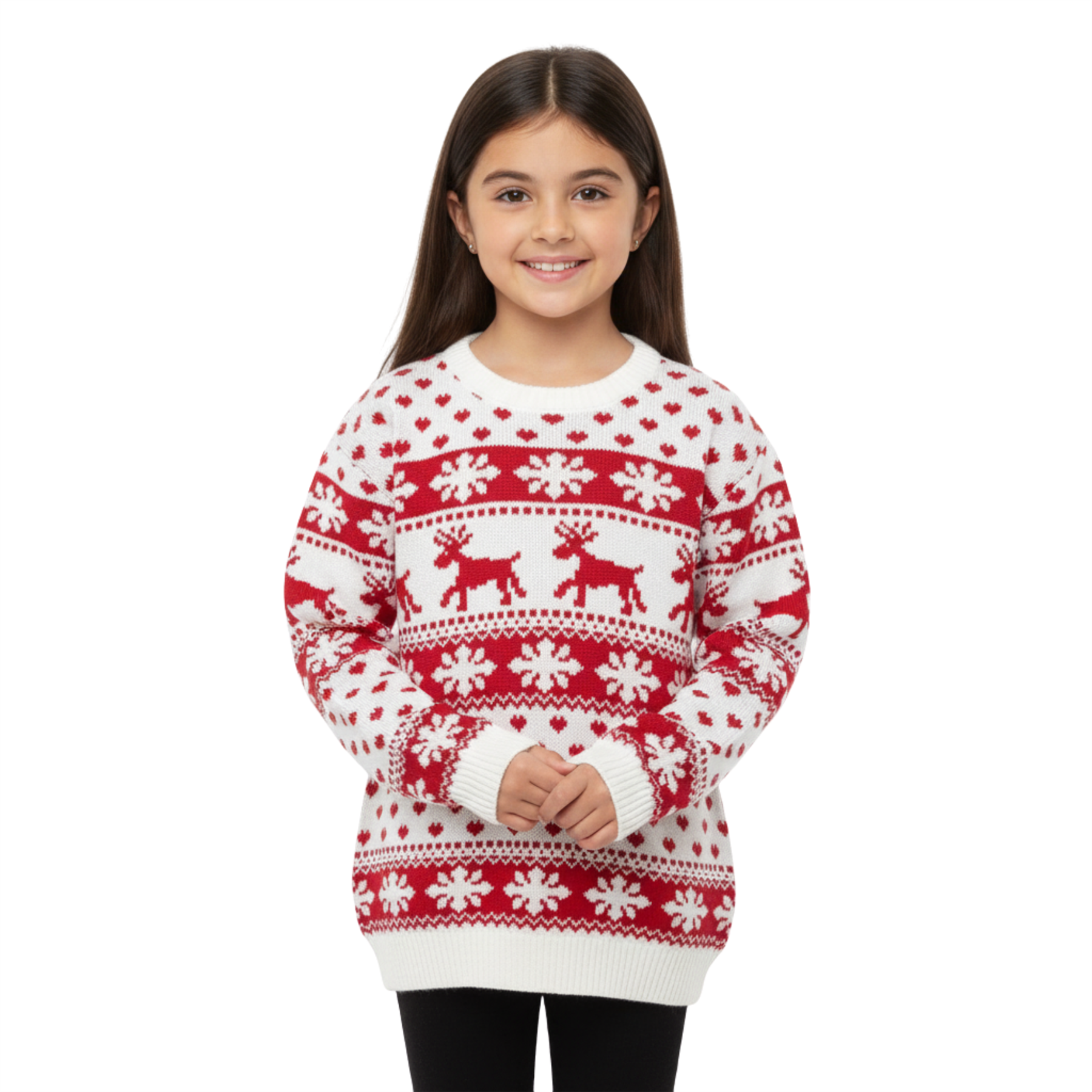 Kids Christmas Jumper Girls Boy Reindeer Sweater Children Novelty Xmas Sweater - Picture 52 of 97