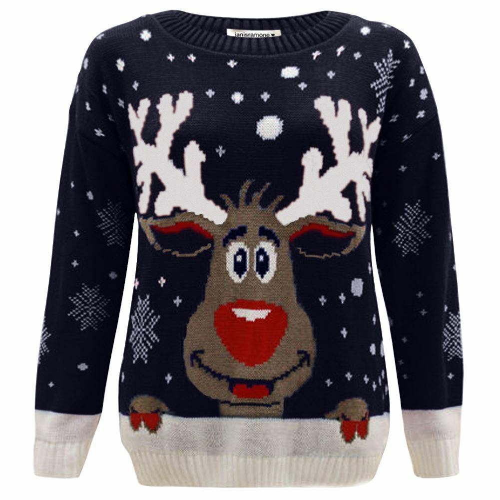 Niños Reno Navidad Jersey Niños Novedad Tejido Navidad Suéter Niñas Pullover - Imagen 7 de 12