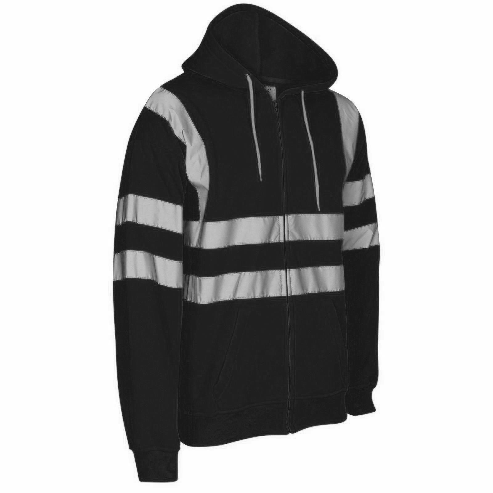 Nuevo Para Hombres Alta Visibilidad Sudadera con Capucha Visibilidad Cremallera Polar Trabajo Sudadera con Capucha Chaqueta - Imagen 2 de 21