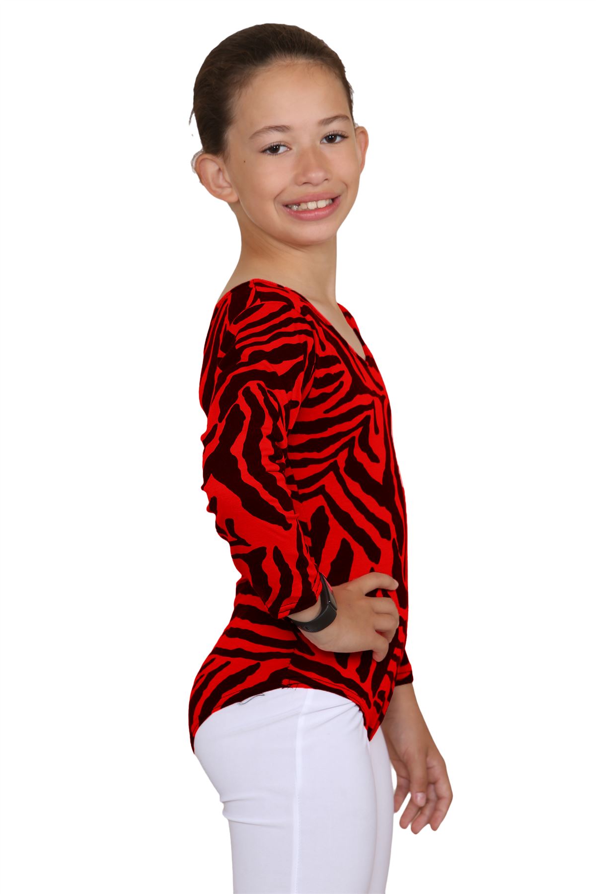 Girls Dance Leotard Zebra Print Long Sleeve Microfibre Gymnastics Kids Bodysuit - Picture 29 of 37