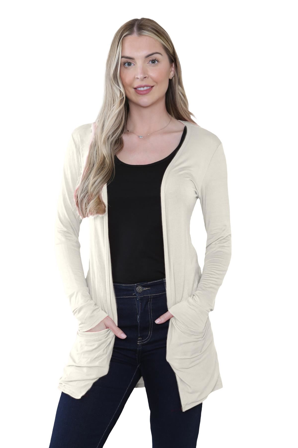 Boyfriend Cardigan Damen schlicht langärmelig offener Tropfen Tasche Freizeit Achselzucken Oberteil - Bild 40 von 148