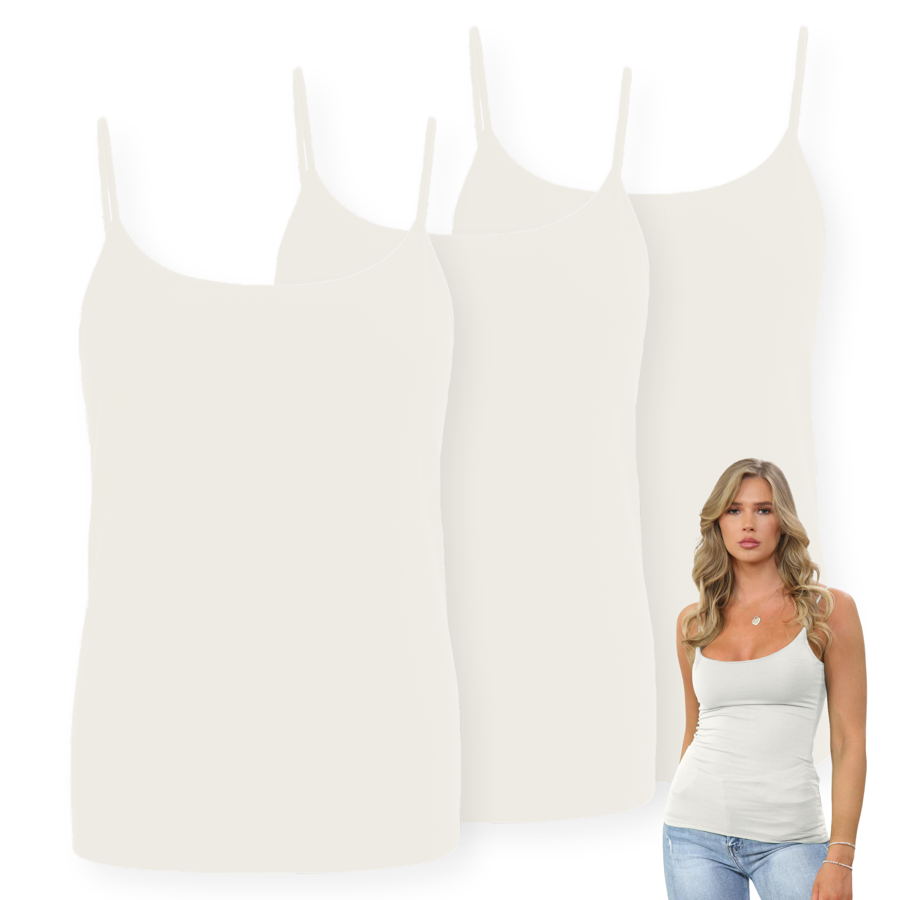 Womens Bodycon Cami Strappy Tank Top Plain Summer Activewear Vest Top, Pack of 3 - Picture 54 of 221