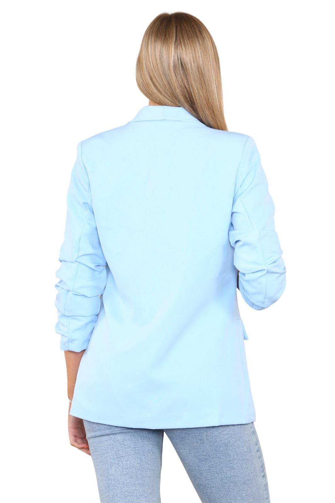 Blazer de manga acanalada para damas totalmente forrado cuello liso informal chaqueta de oficina top - Imagen 72 de 97