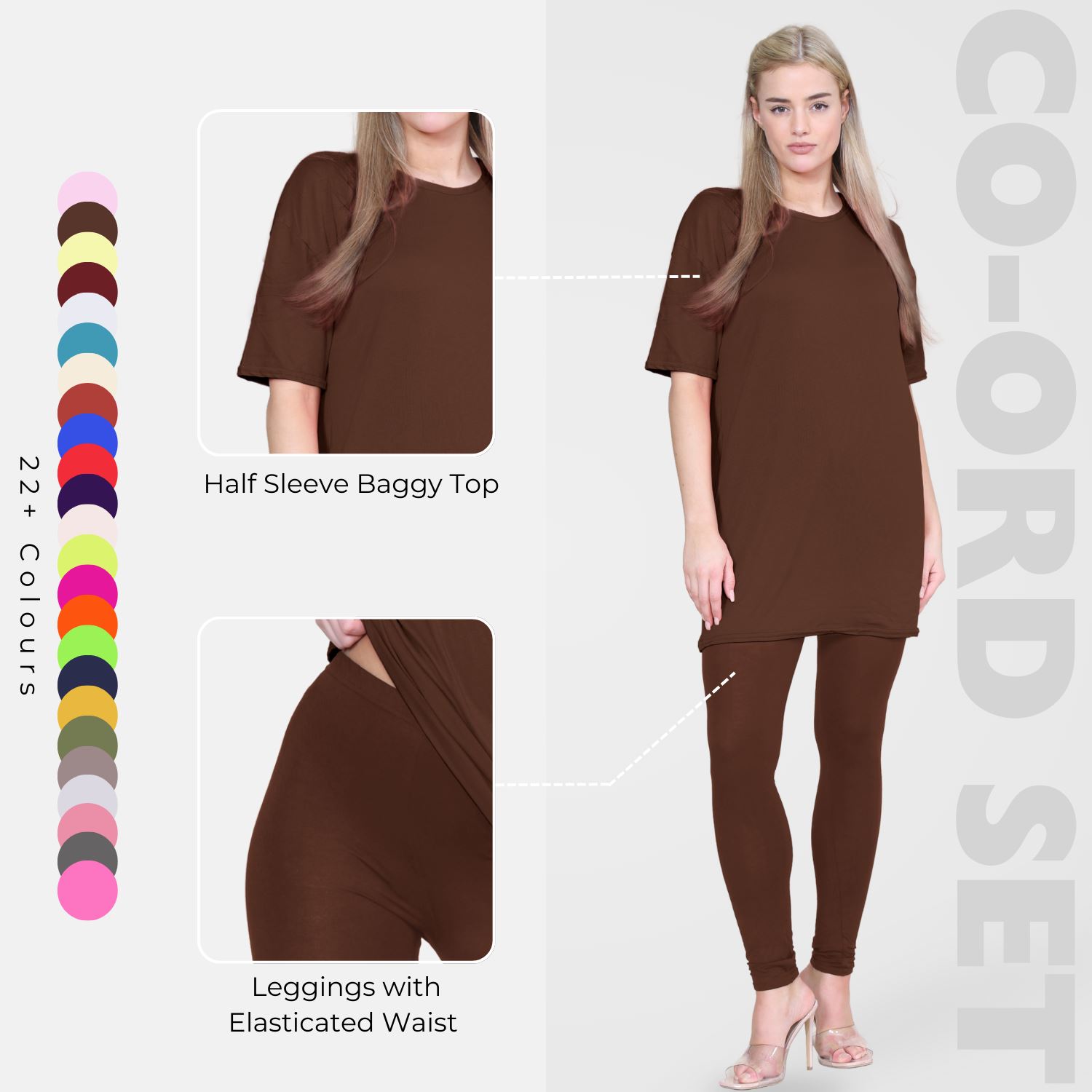 Damas Longline Suelto Camiseta Leggings Gimnasio Chándal Conjunto Coord 2 Piezas Ropa de Salón - Imagen 20 de 155