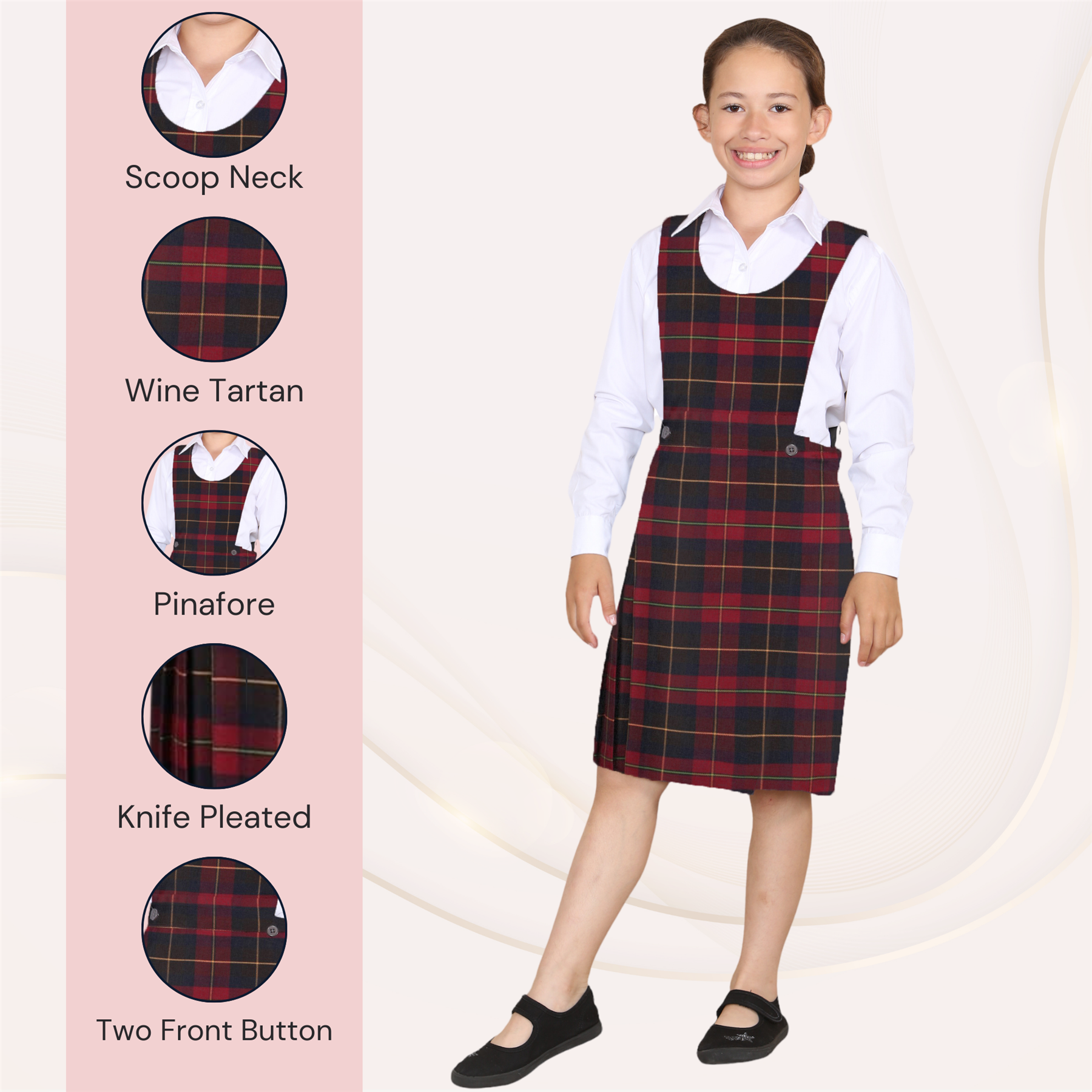 Vestido uniforme escolar sin mangas para niñas Bib Pinafore envolvente plisado para niños 2-16 años - Imagen 81 de 85