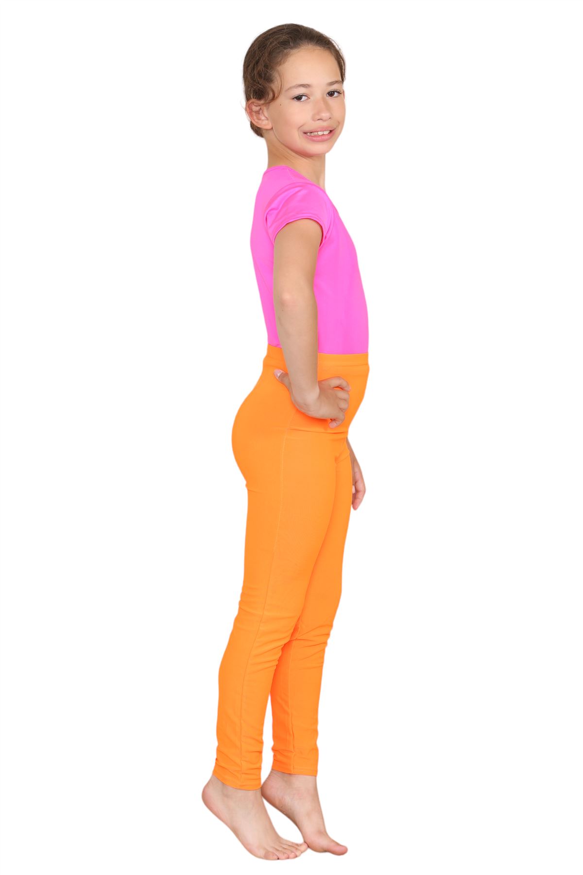 Girls Dance Leggings Gymnastics Microfibre Pants Kids Plain Full Length Trousers - Picture 33 of 85