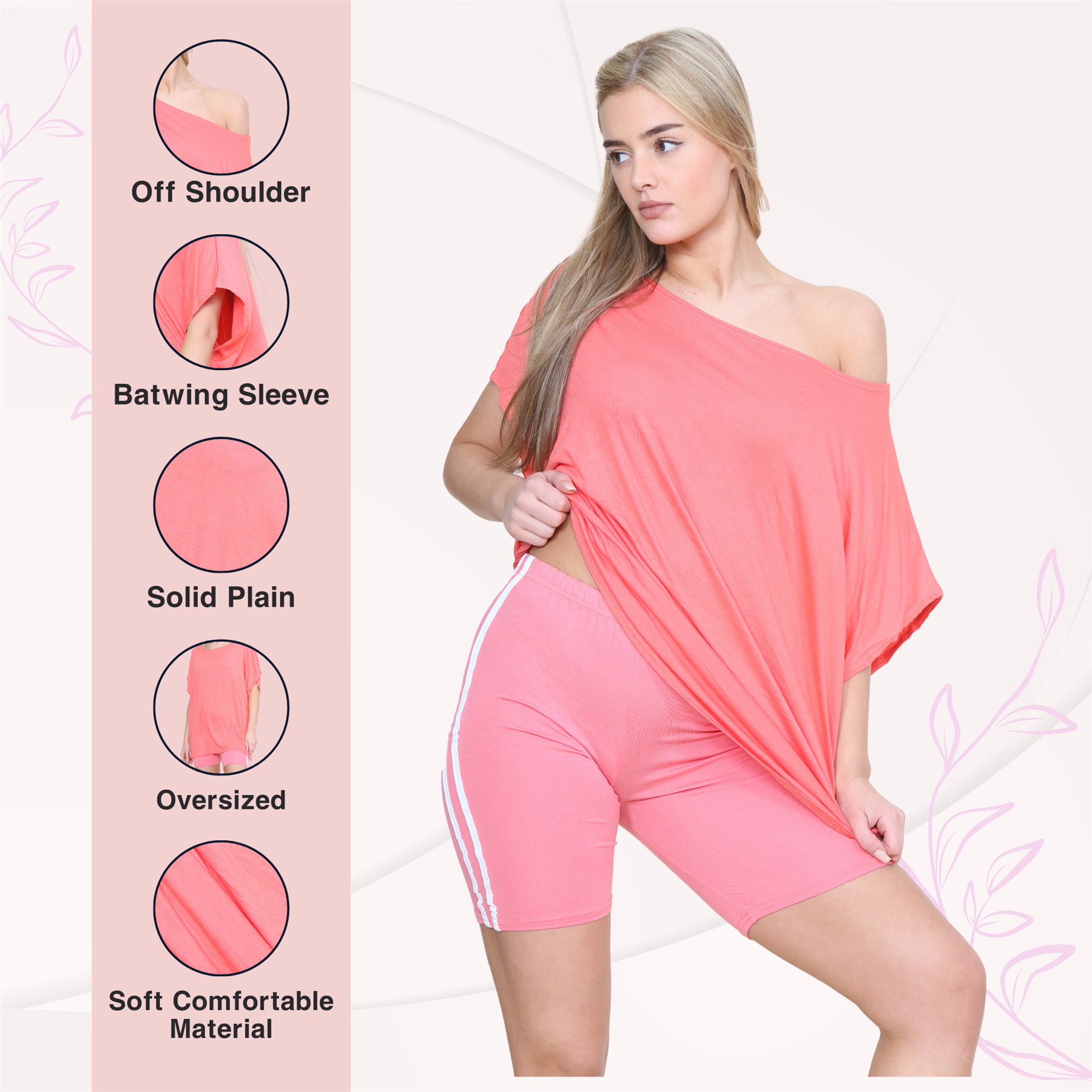 Schulterfreies Damen-T-Shirt Oberteil Fledermausärmel Oversize uni Freizeit Bardot Oberteil - Bild 43 von 225