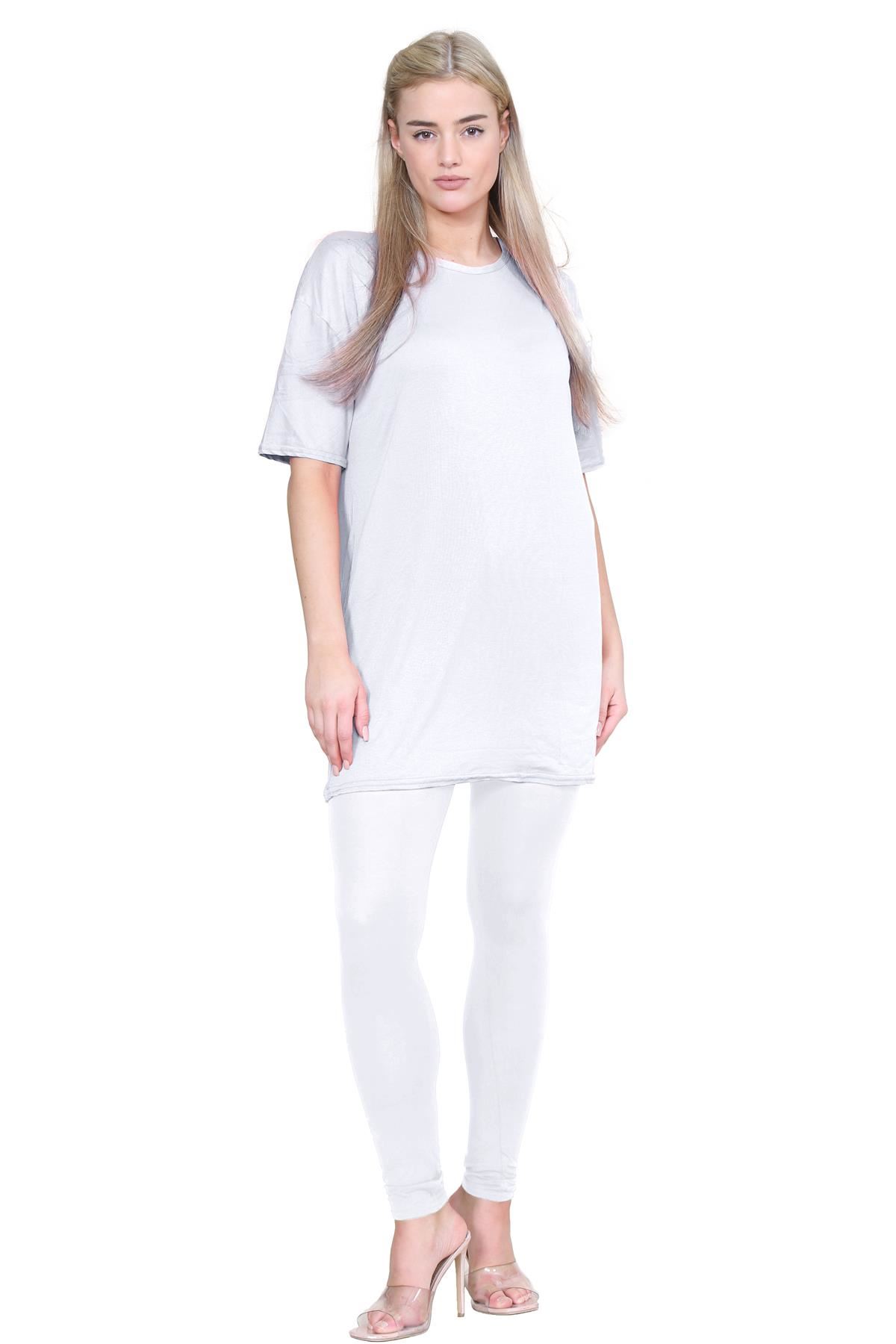 Damas Longline Suelto Camiseta Leggings Gimnasio Chándal Conjunto Coord 2 Piezas Ropa de Salón - Imagen 135 de 155