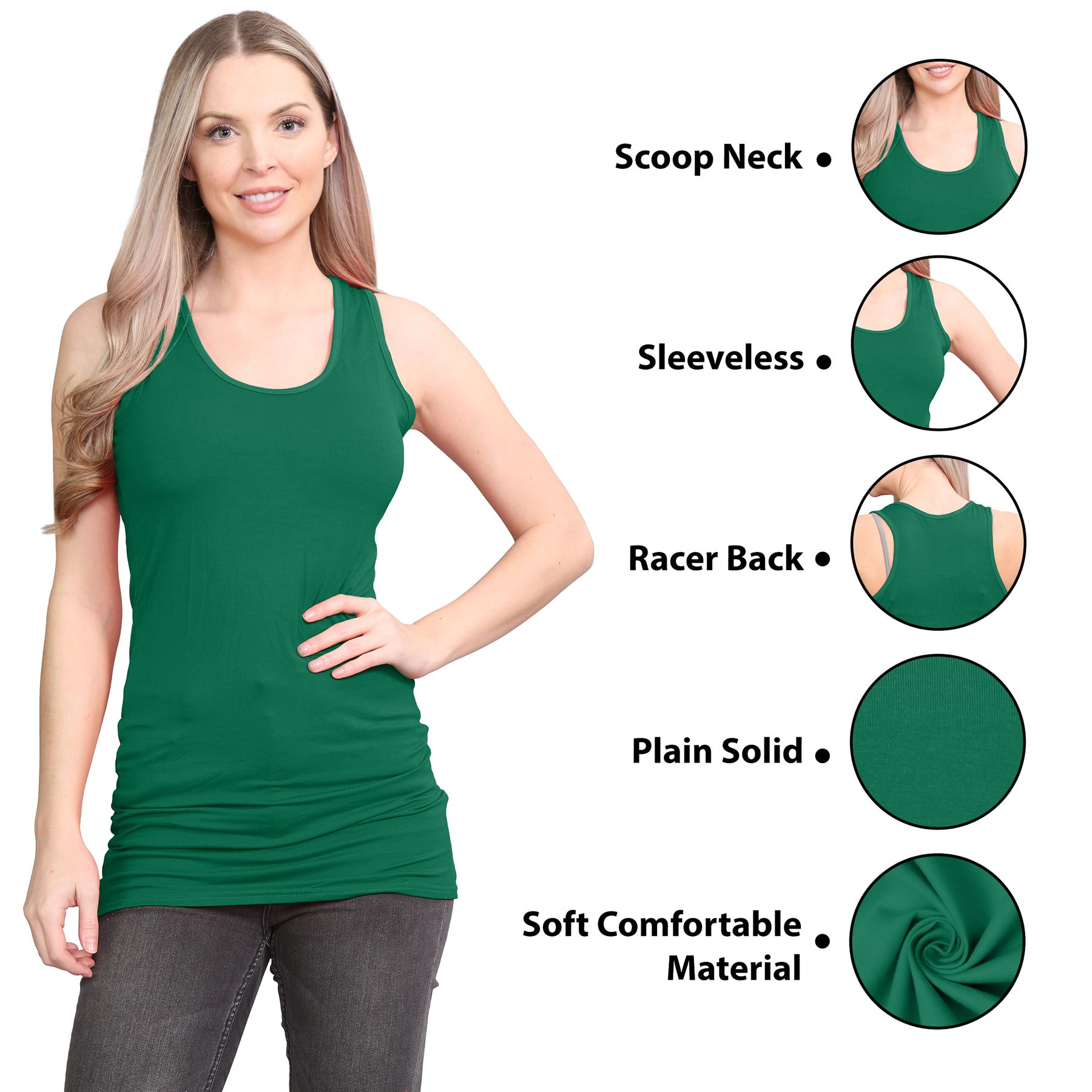 Damen Racerback Weste ärmellos figurbetont einfach dehnbar lang Muskel Gym Top - Bild 9 von 113