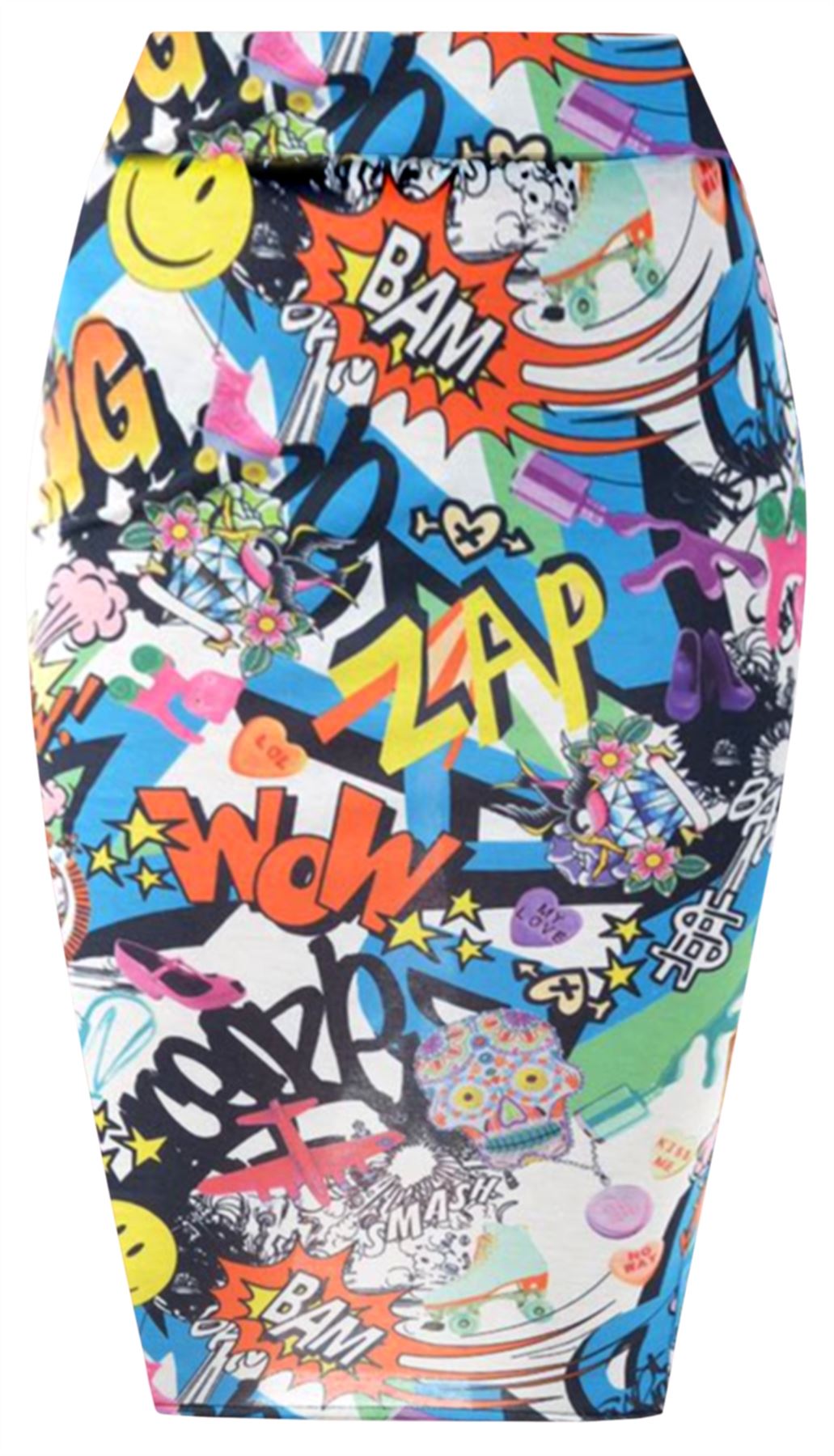Ladies Pencil Skirt Tube High Waist Printed Stretchy Bodycon Summer Midi Skirt - Picture 8 of 14