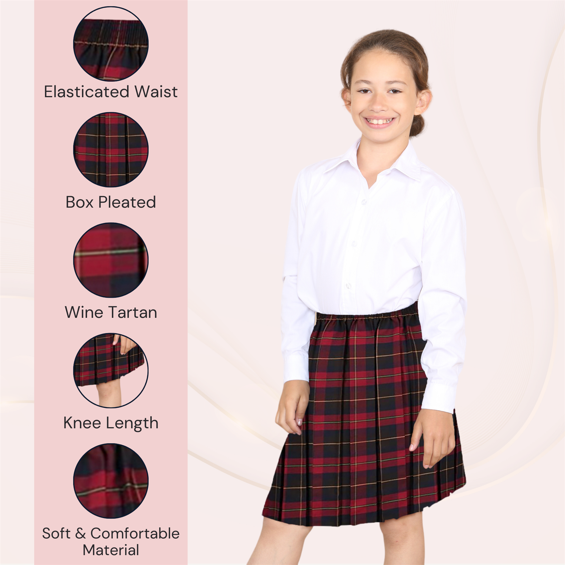 Mädchen Box Plissee Rock Schule Allround elastische Taille Uniform Kinder Röcke - Bild 87 von 92
