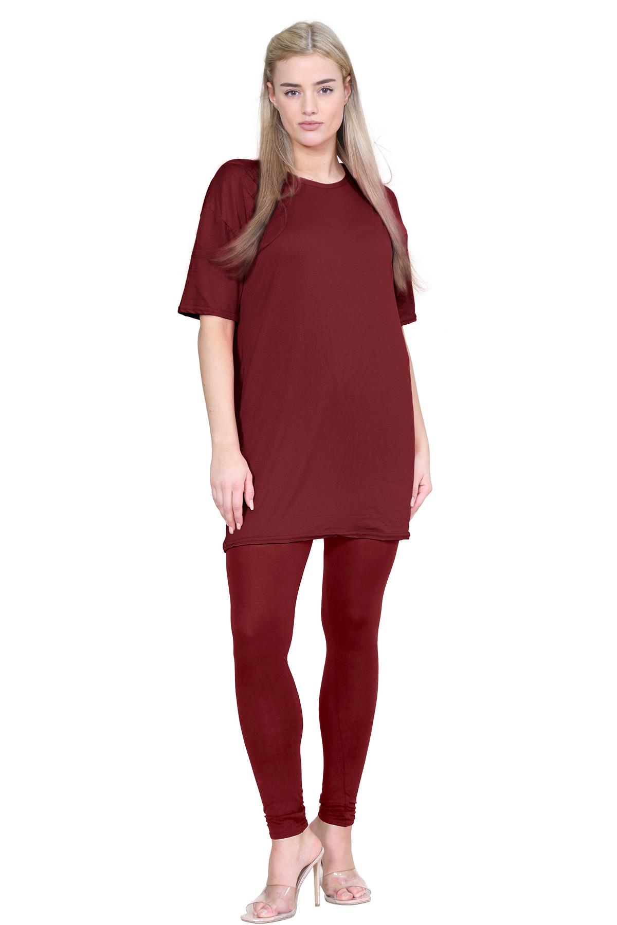 Damas Longline Suelto Camiseta Leggings Gimnasio Chándal Conjunto Coord 2 Piezas Ropa de Salón - Imagen 142 de 155