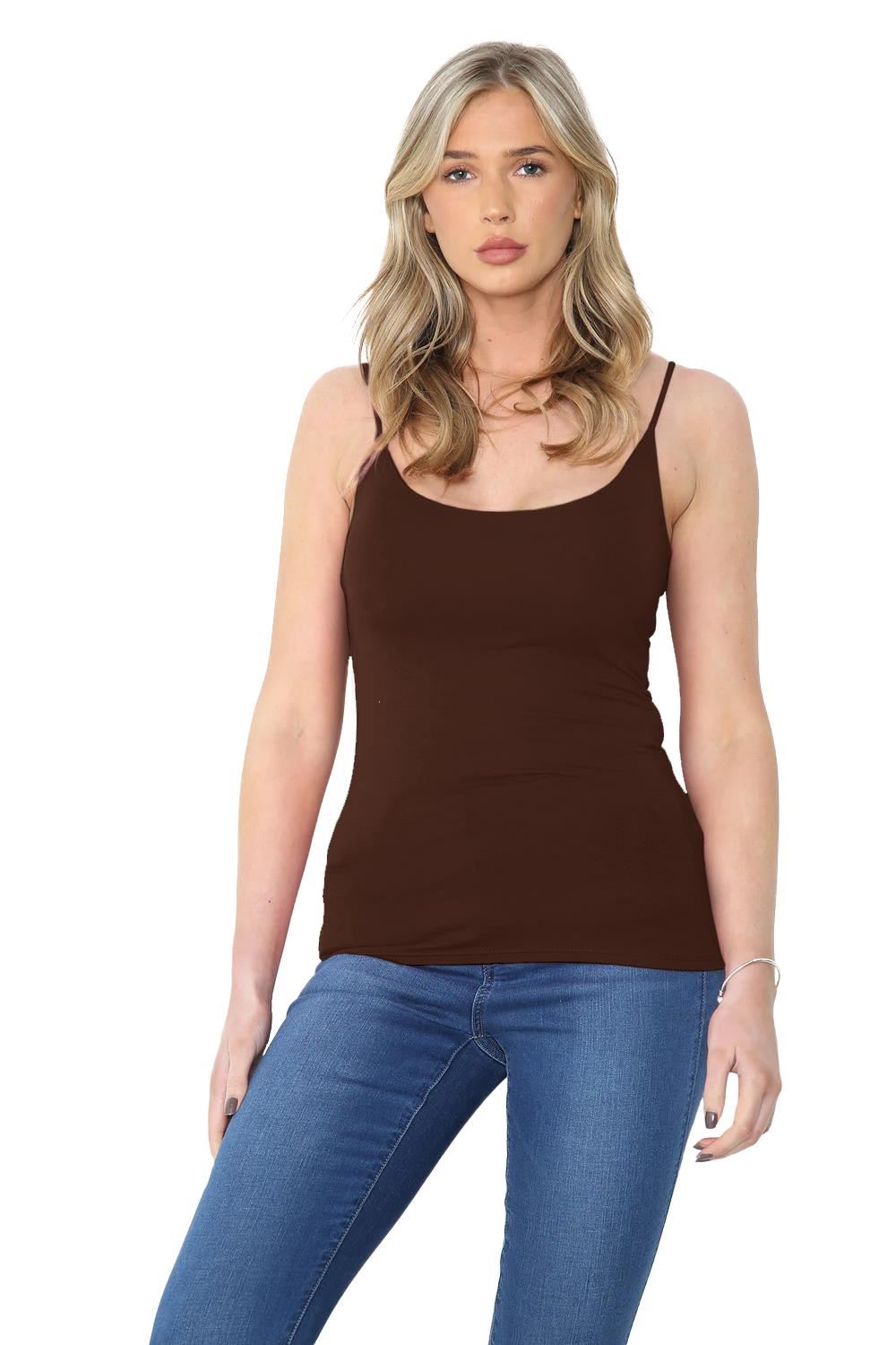 Womens Bodycon Cami Strappy Tank Top Plain Summer Activewear Vest Top, Pack of 3 - Picture 22 of 221