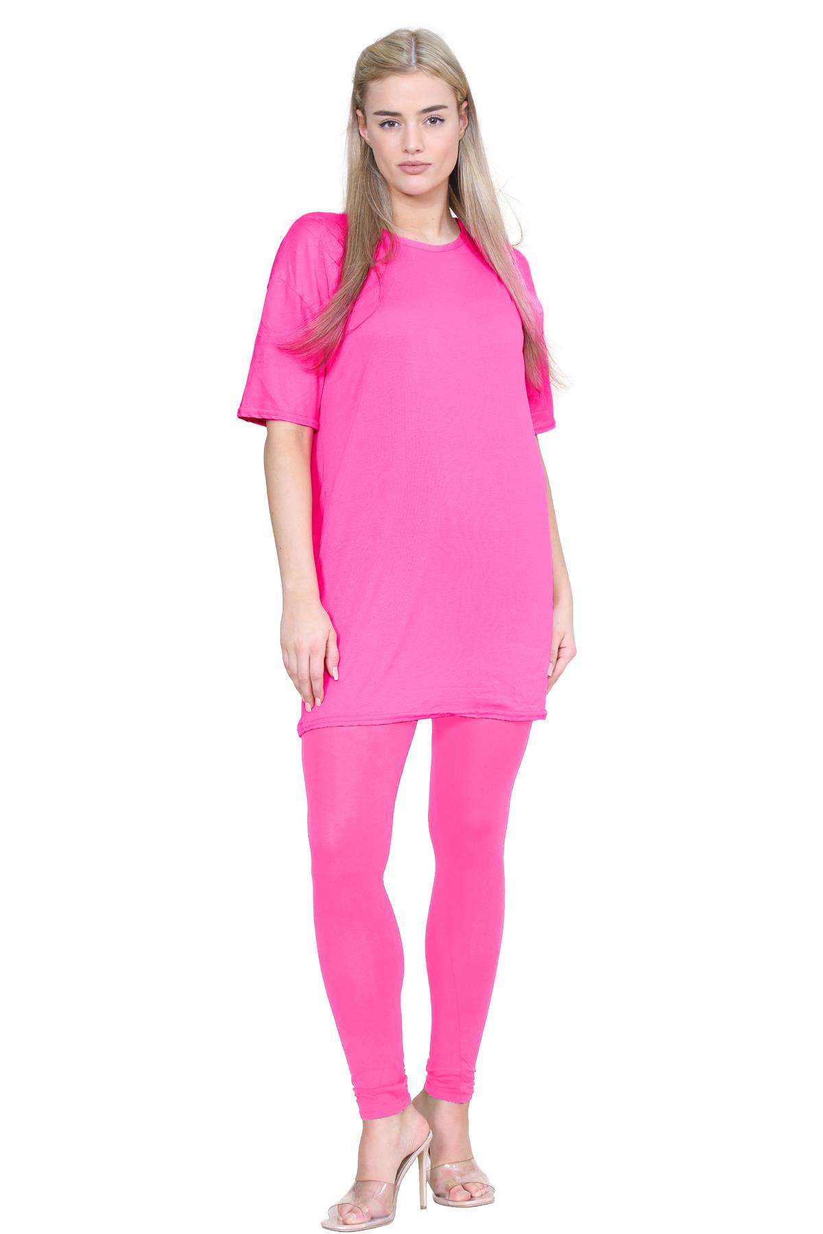 Damas Longline Suelto Camiseta Leggings Gimnasio Chándal Conjunto Coord 2 Piezas Ropa de Salón - Imagen 23 de 155