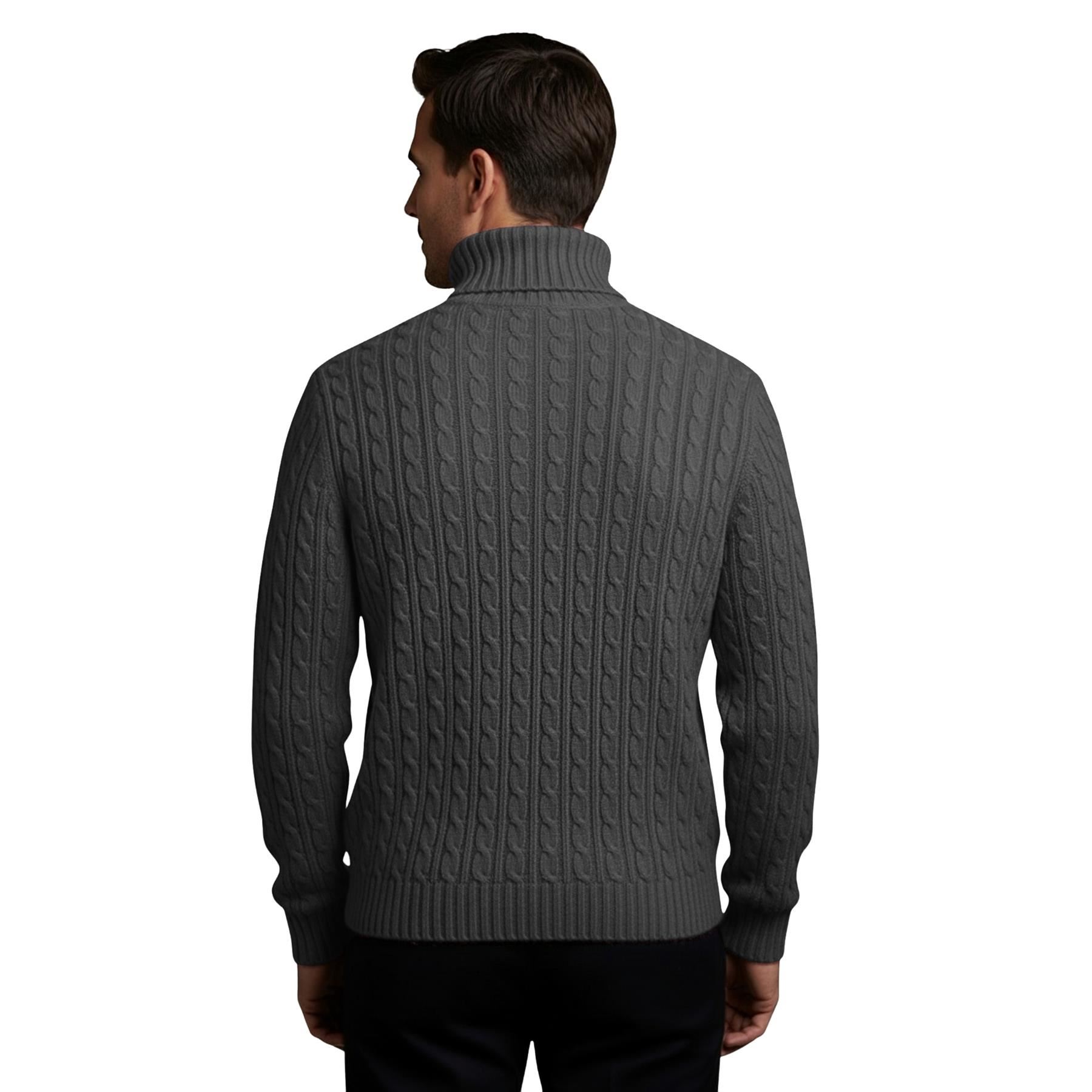 Herren Polo Rollkragen Langarm Pullover Zopfmuster Winterpullover Pulli - Bild 39 von 154