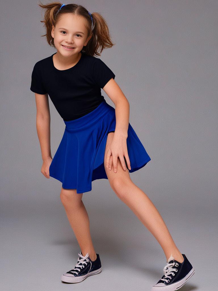 Girls Kids Plain Flared Skirt High Waistband Flippy Stretchy Short Skater Skirt - Picture 56 of 92