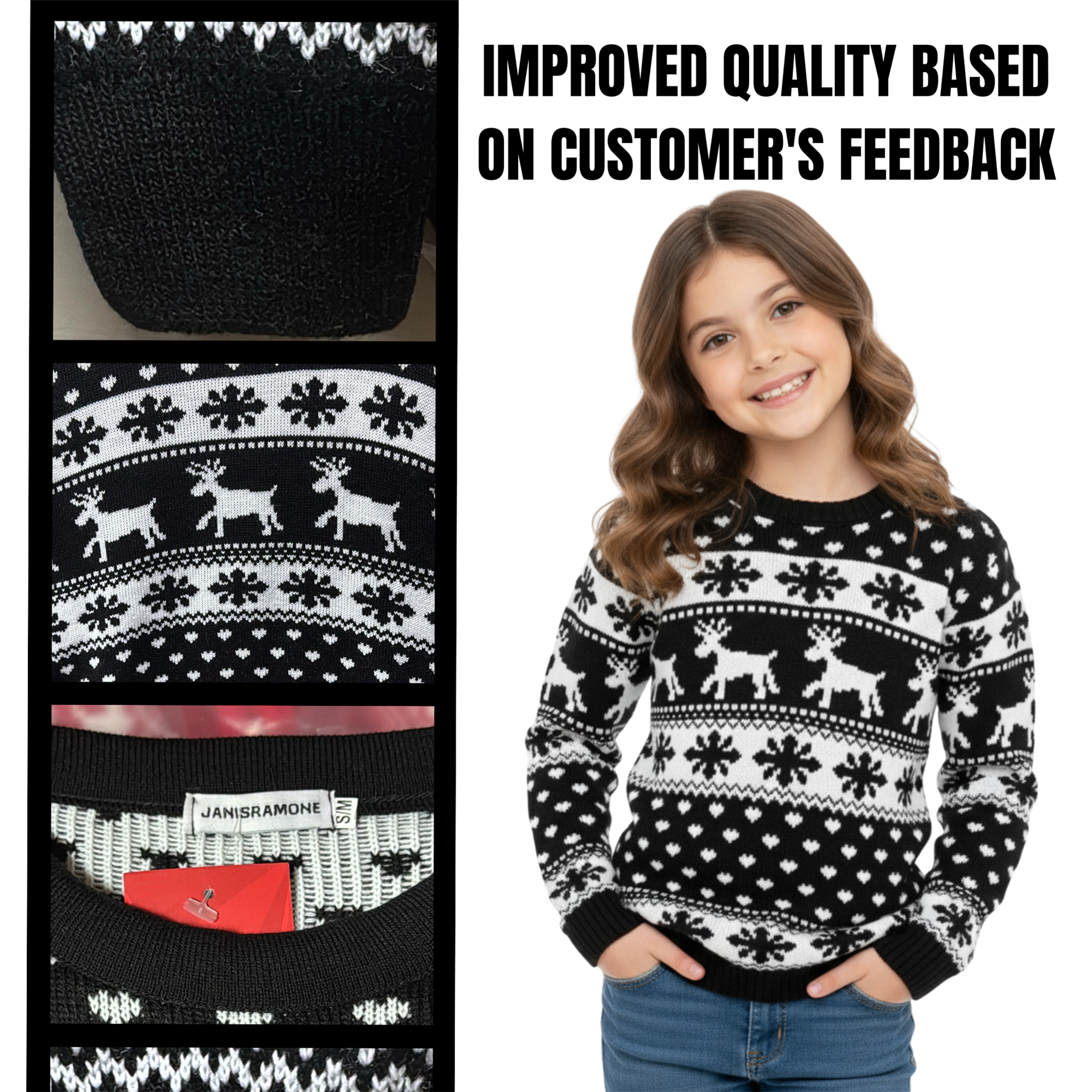 Kids Christmas Jumper Girls Boy Reindeer Sweater Children Novelty Xmas Sweater - Picture 47 of 97