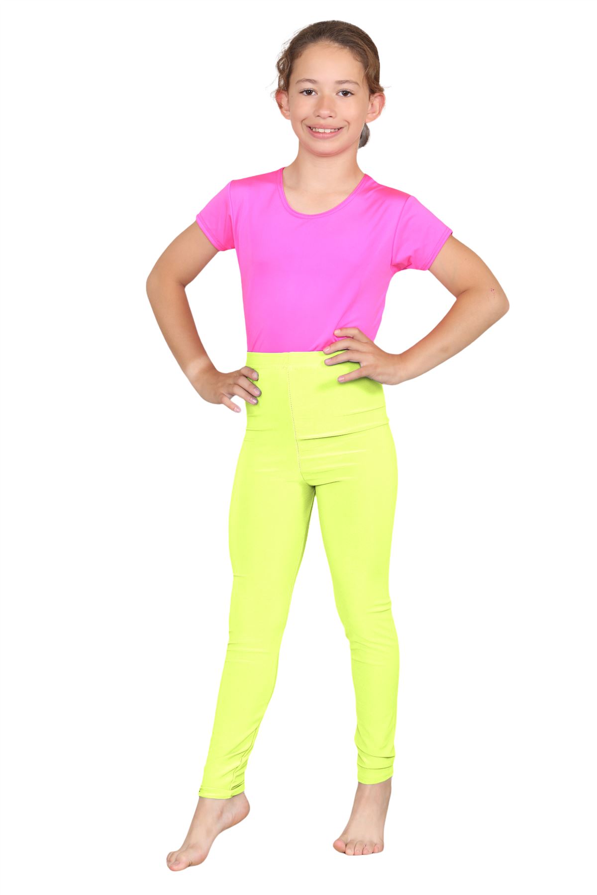 Girls Dance Leggings Gymnastics Microfibre Pants Kids Plain Full Length Trousers - Picture 50 of 85