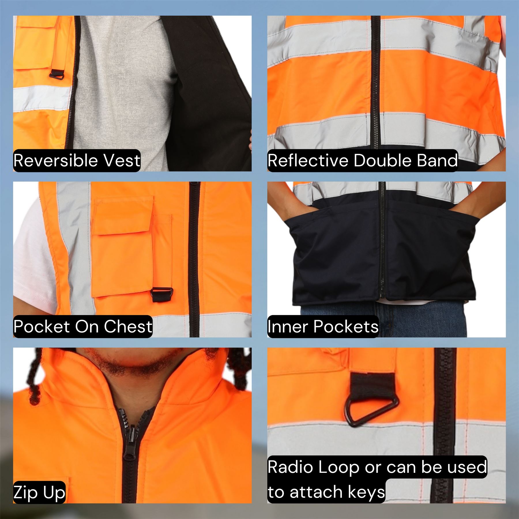 Chaleco reversible impermeable de alta visibilidad para hombre - Imagen 19 de 26