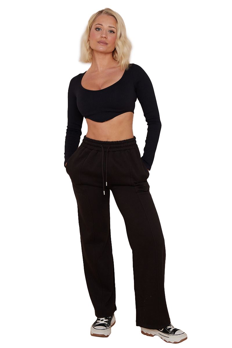 Ladies Fleece Lined Trousers Sweatpants Elastic Waist Wide Leg Loungewear Pants - Picture 11 of 43
