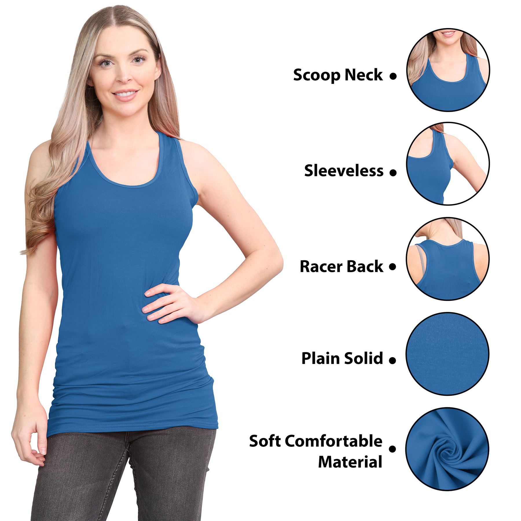 Damen Racerback Weste ärmellos figurbetont einfach dehnbar lang Muskel Gym Top - Bild 97 von 113