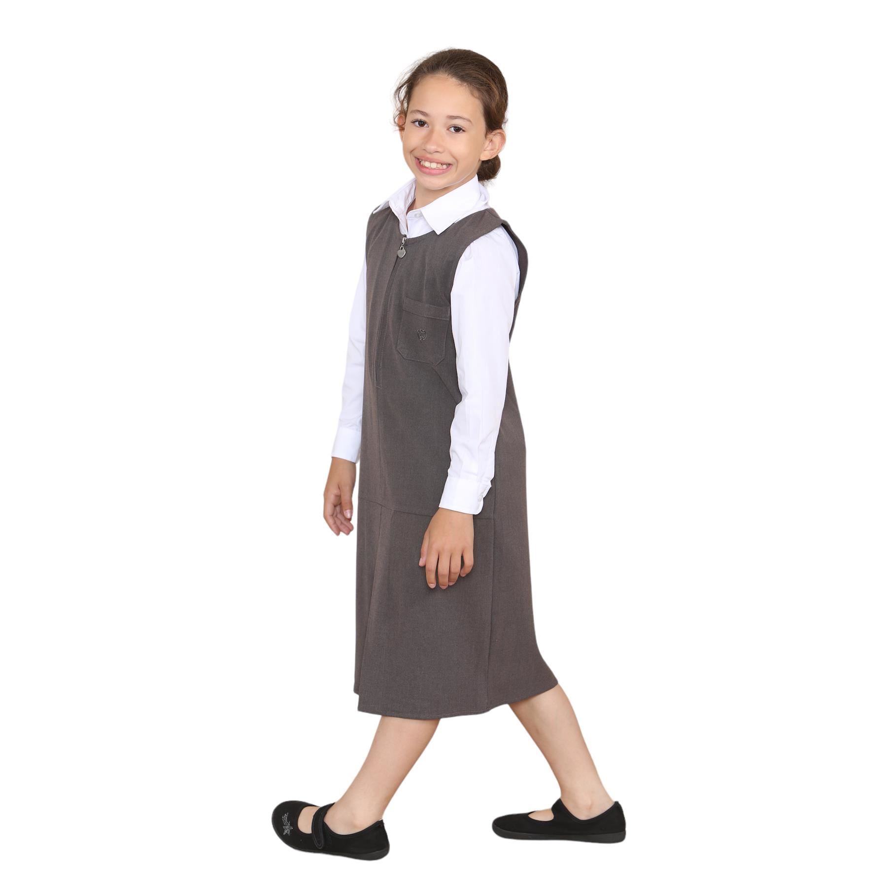 Niñas Vestido Delantal Corazón Bolsillo Plisado Cremallera Uniforme Escolar Vestido Paquete de 2 - Imagen 12 de 25