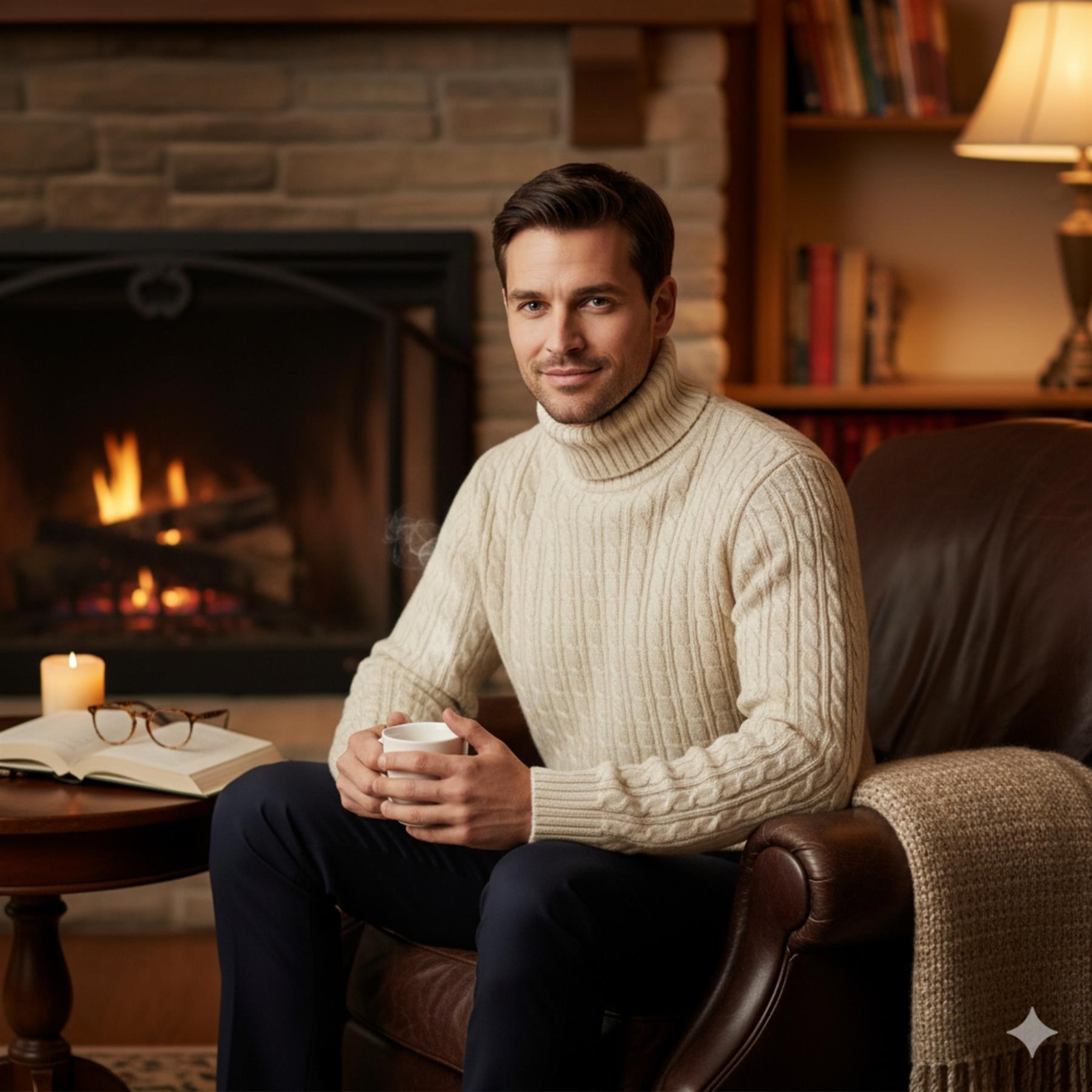 Herren Polo Rollkragen Langarm Pullover Zopfmuster Winterpullover Pulli - Bild 36 von 154