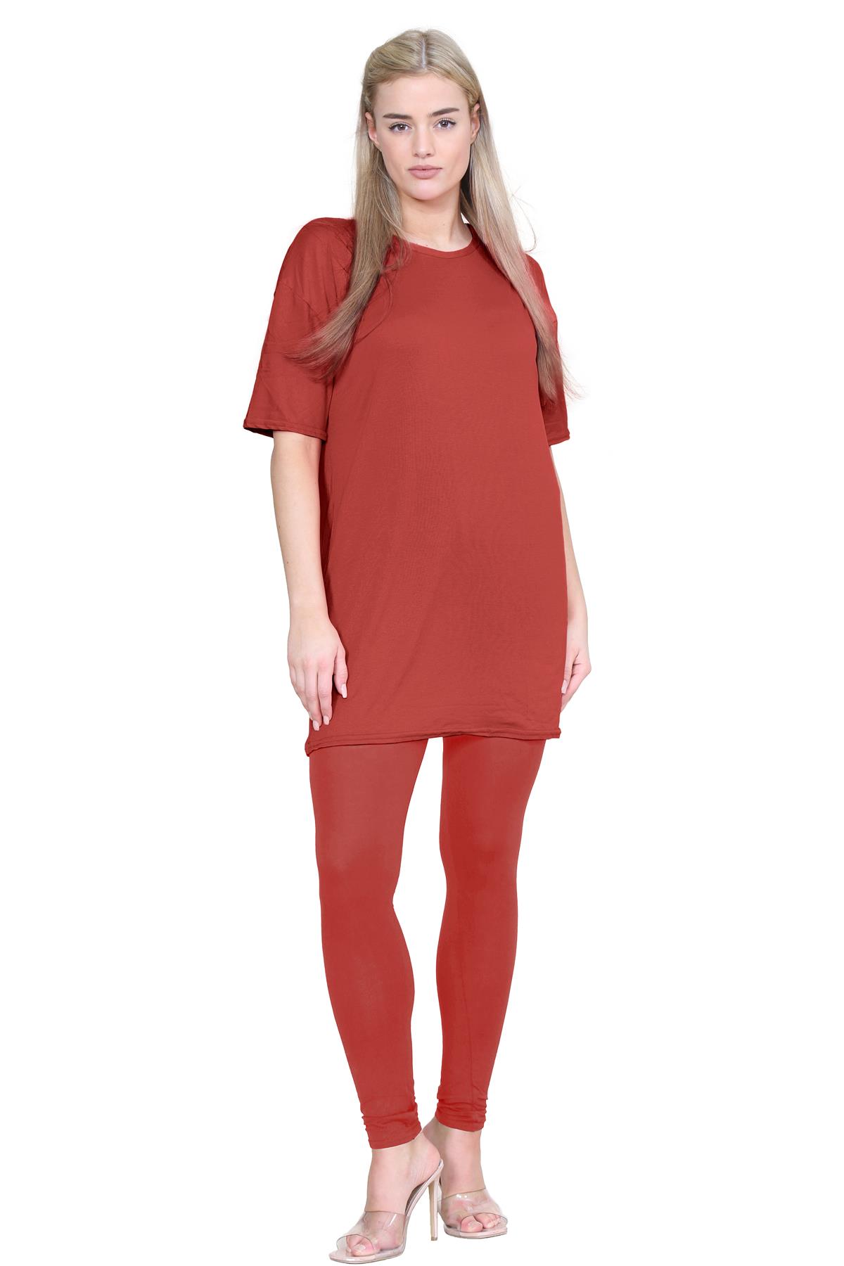 Damas Longline Suelto Camiseta Leggings Gimnasio Chándal Conjunto Coord 2 Piezas Ropa de Salón - Imagen 114 de 155