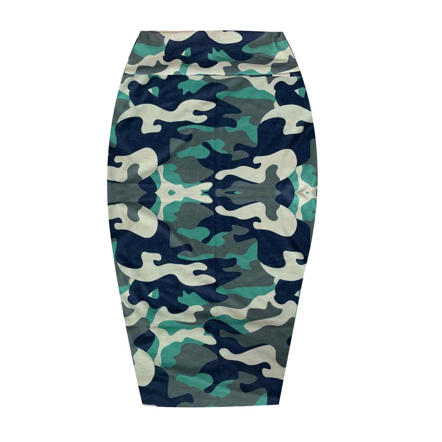 Ladies Pencil Skirt Tube High Waist Printed Stretchy Bodycon Summer Midi Skirt - Picture 3 of 14