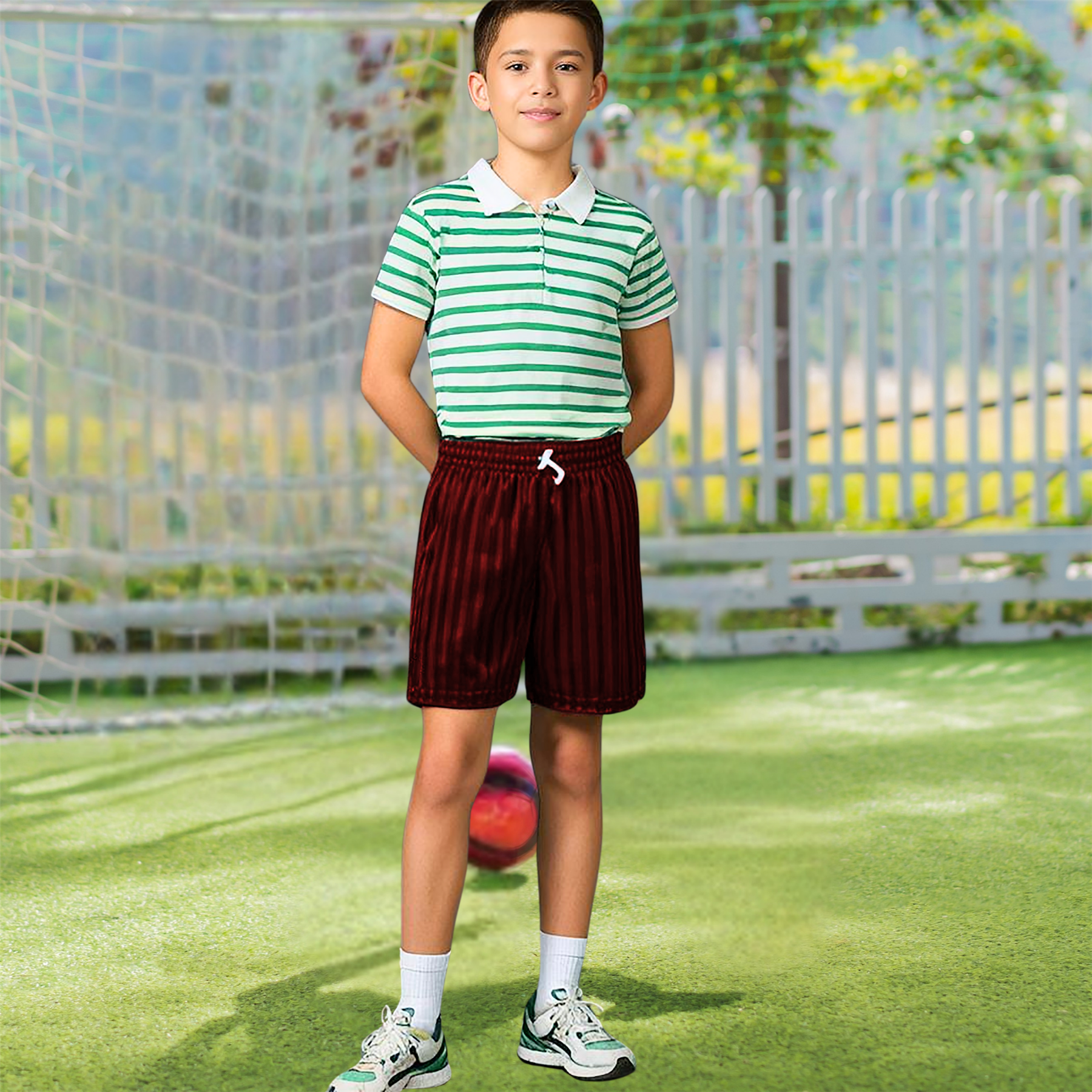 Niños Niñas PE Escuela Pantalones Cortos Uniforme Sombra Rayas Gimnasio Deportes Fútbol Paquete de 2 - Imagen 37 de 37