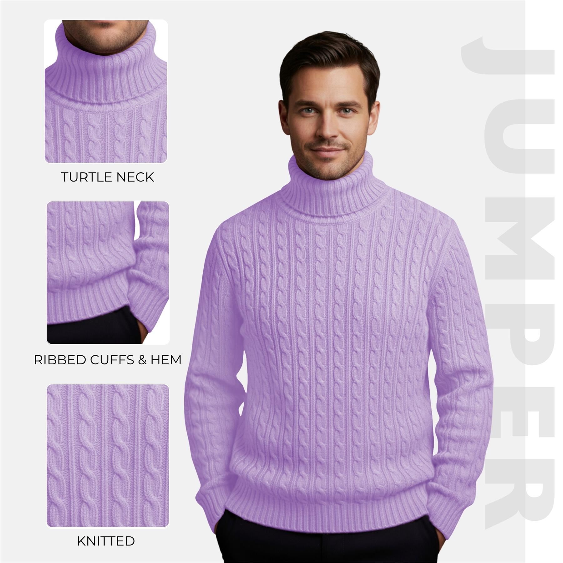 Herren Polo Rollkragen Langarm Pullover Zopfmuster Winterpullover Pulli - Bild 62 von 154