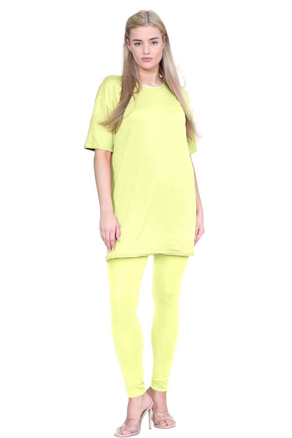Damas Longline Suelto Camiseta Leggings Gimnasio Chándal Conjunto Coord 2 Piezas Ropa de Salón - Imagen 149 de 155