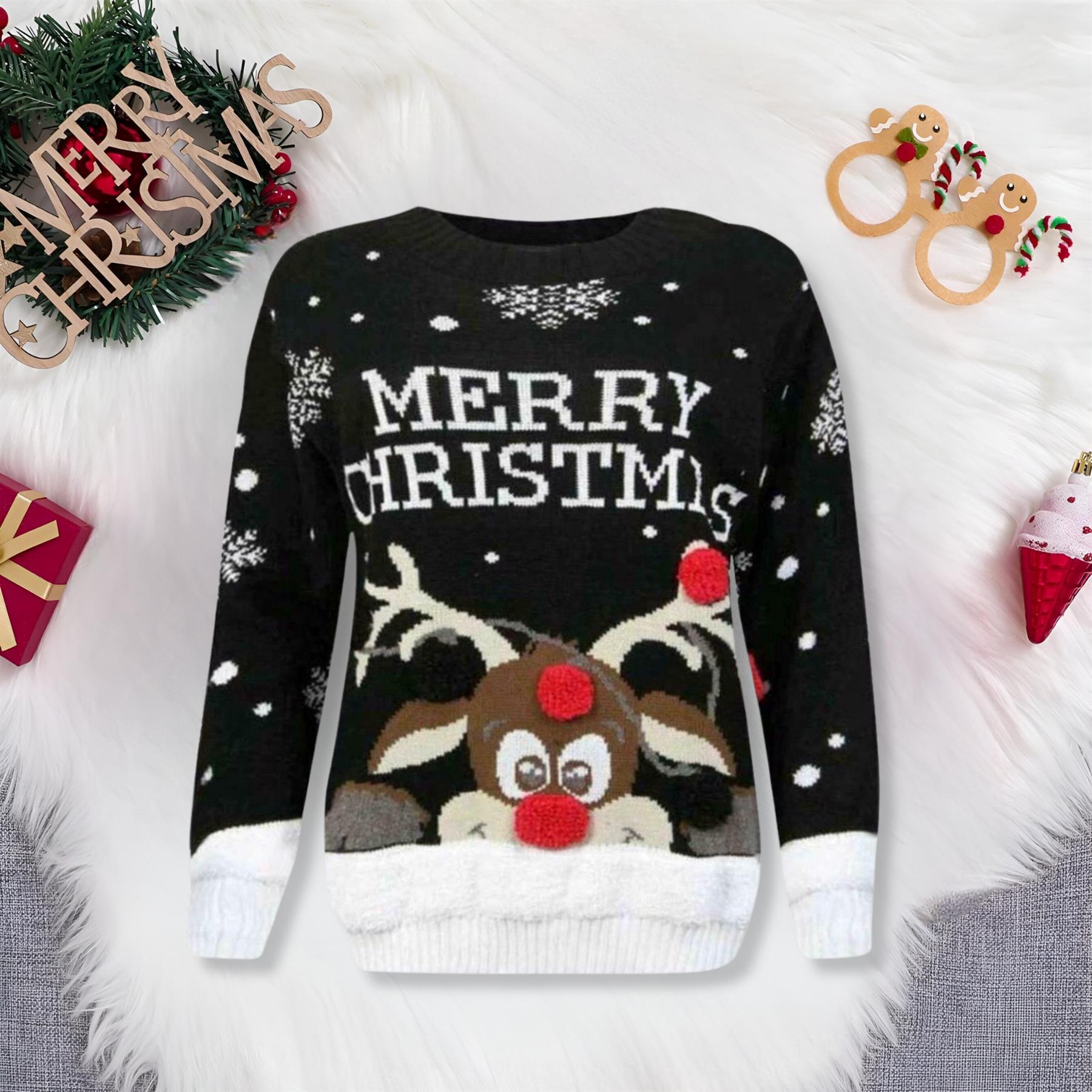 Suéter de Navidad para niños Niñas Niños Reno Niños Novedad Suéter de Navidad - Imagen 13 de 67