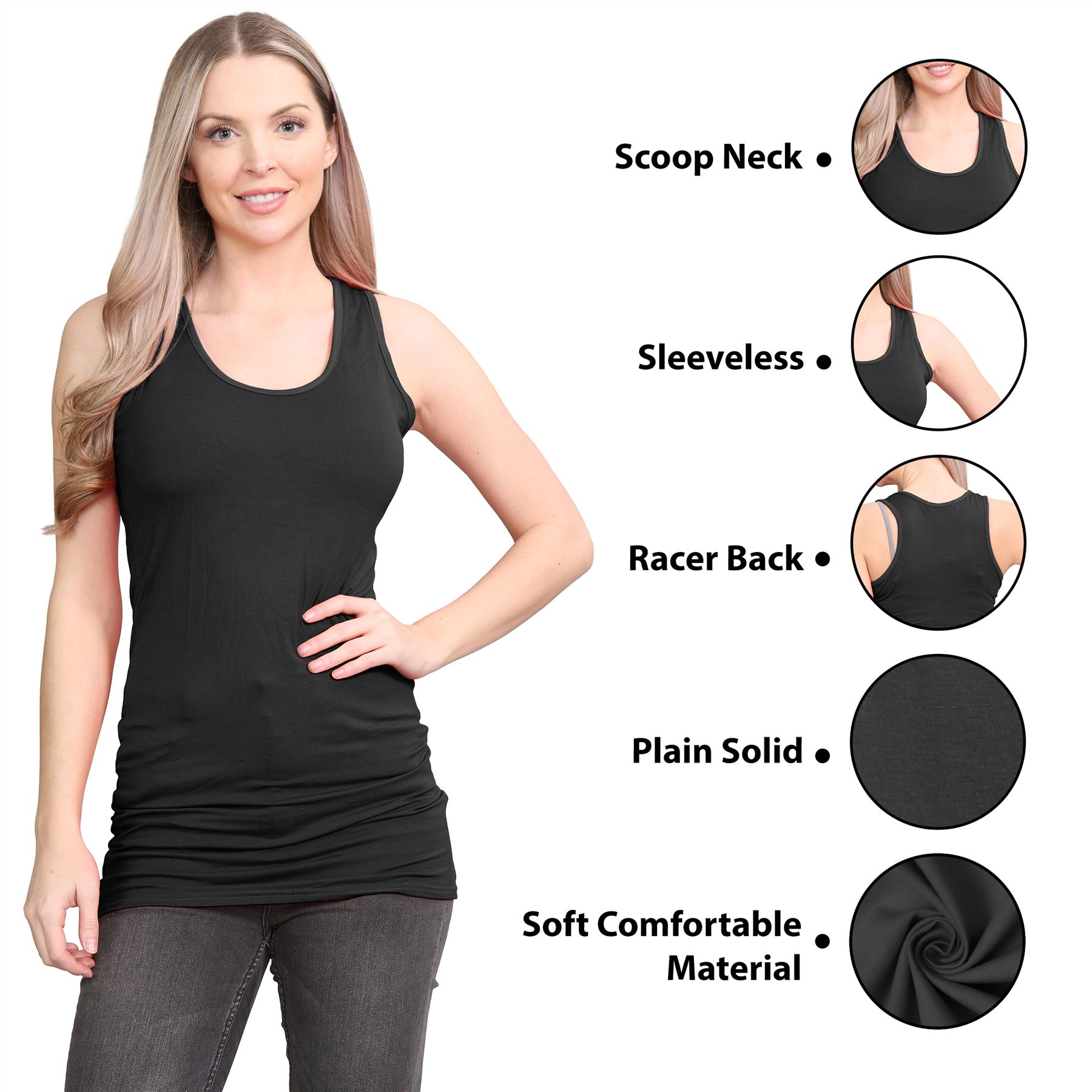 Damen Racerback Weste ärmellos figurbetont einfach dehnbar lang Muskel Gym Top - Bild 13 von 113