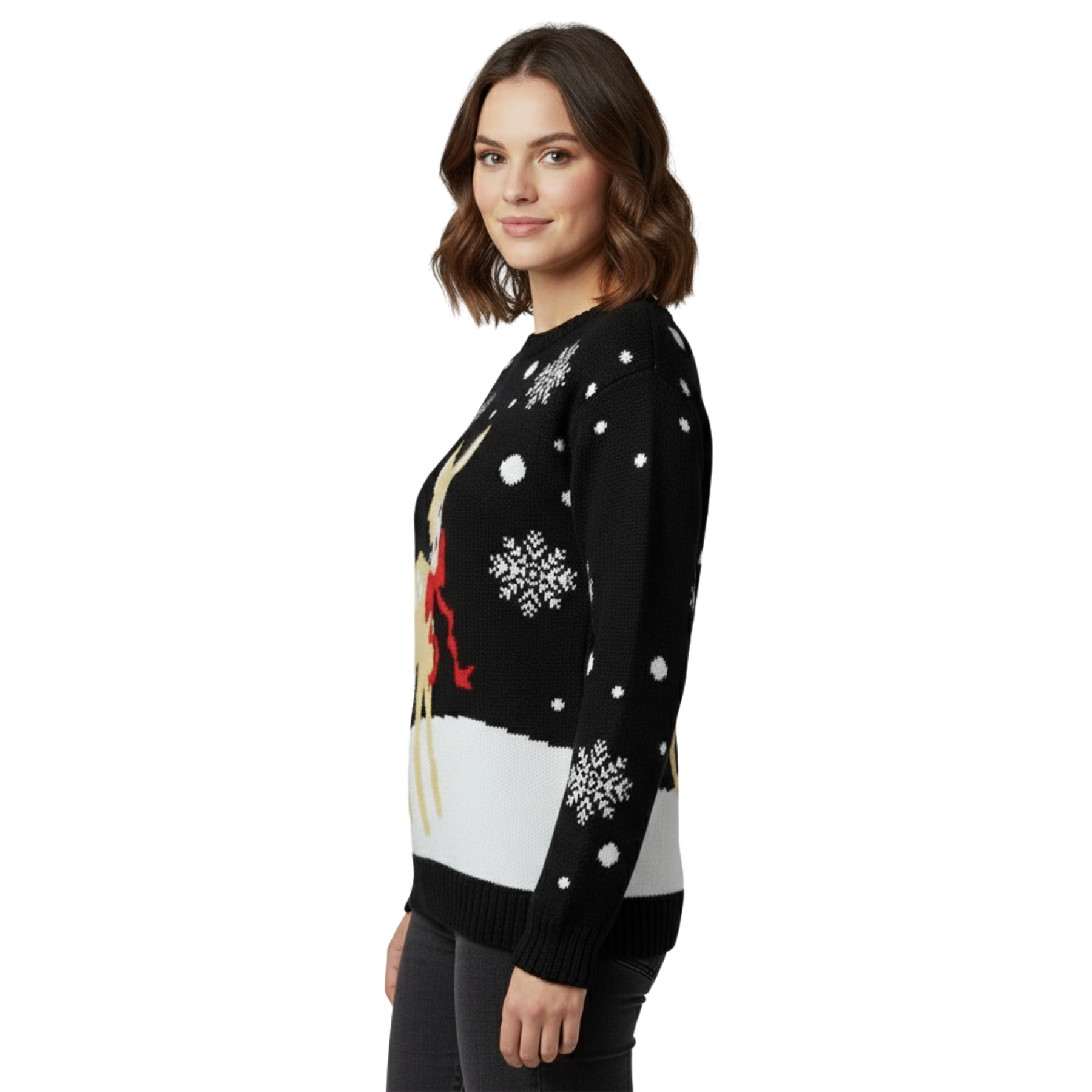 Christmas Reindeer Jumper Womens Knitted Funny Xmas Sweater Unisex Retro Jumpers - Picture 3 of 118