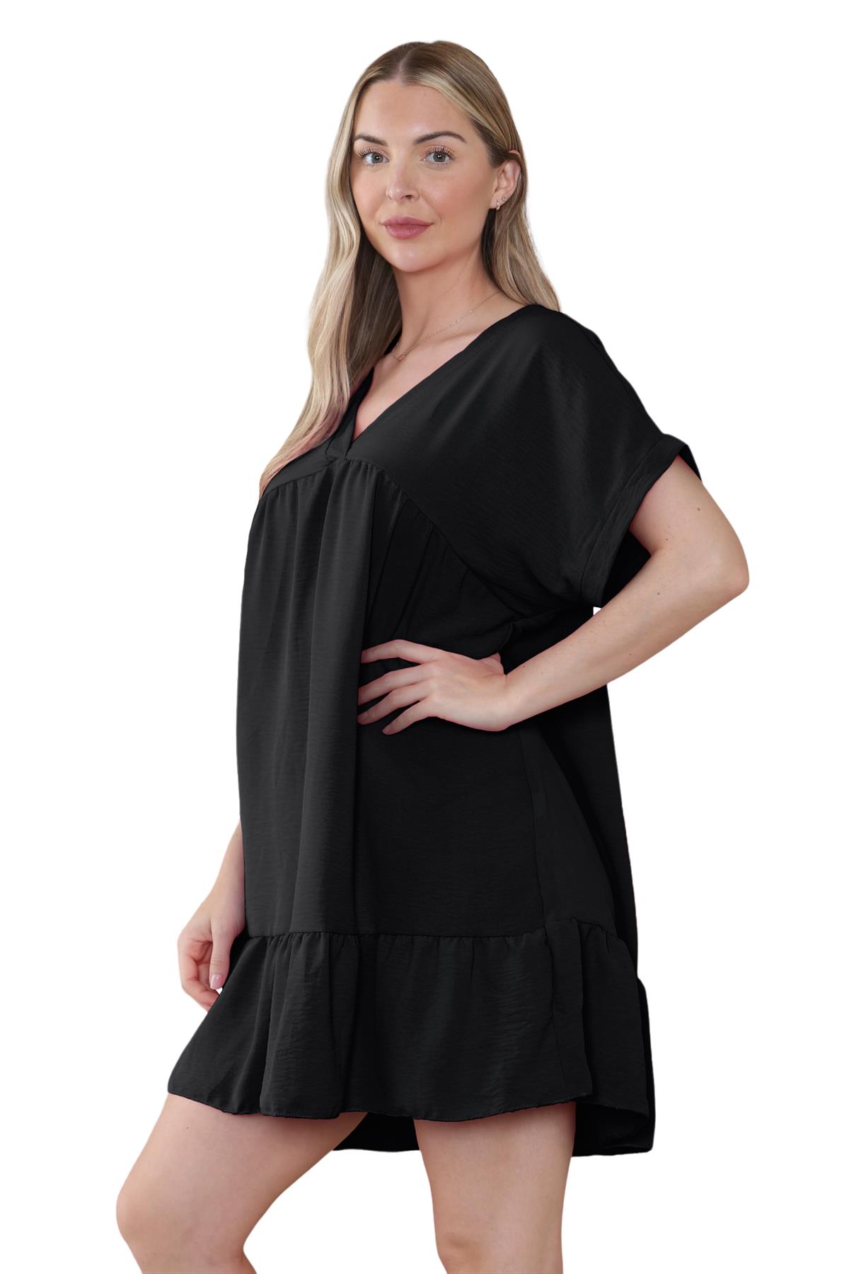 Mini top plisado liso italiano con cuello en V para mujer playa columpio - Imagen 3 de 54