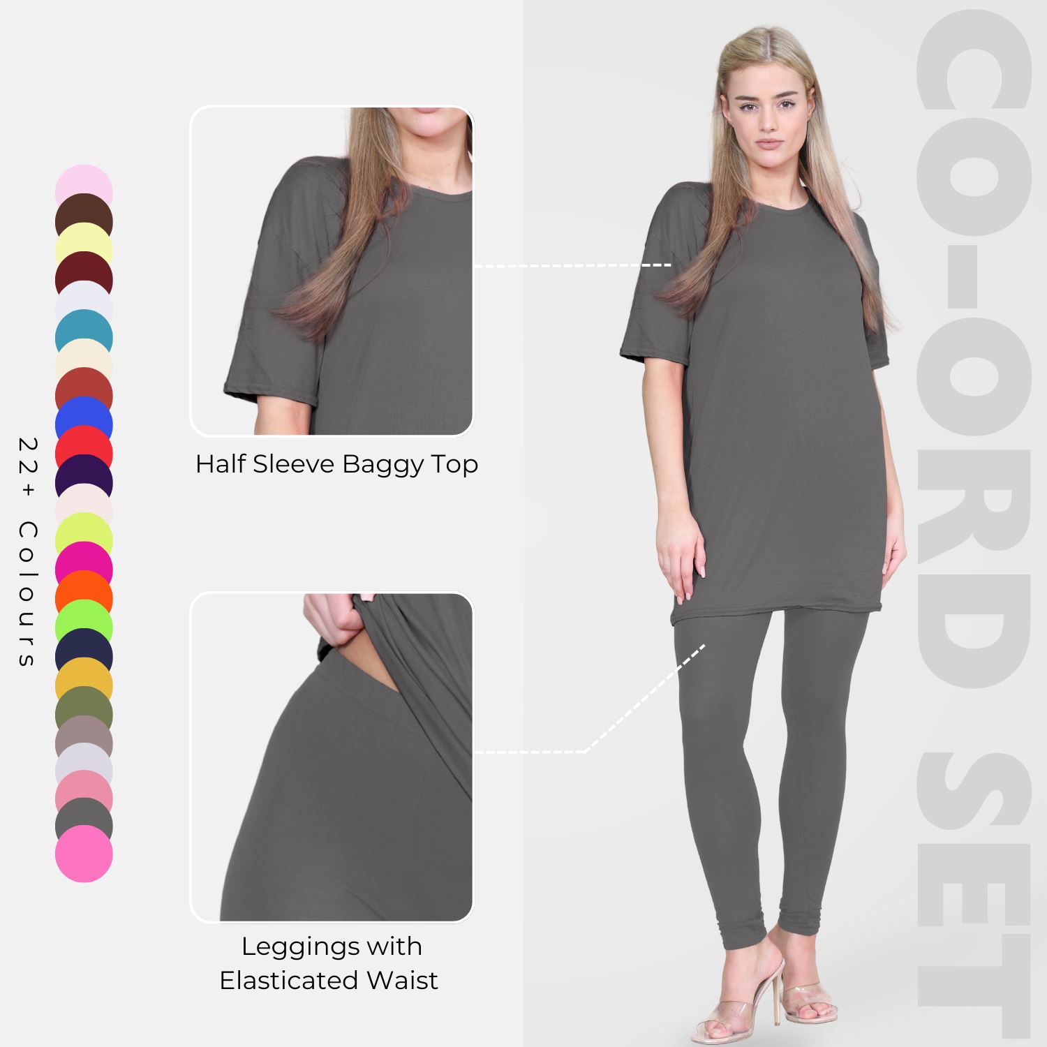 Damas Longline Suelto Camiseta Leggings Gimnasio Chándal Conjunto Coord 2 Piezas Ropa de Salón - Imagen 34 de 155