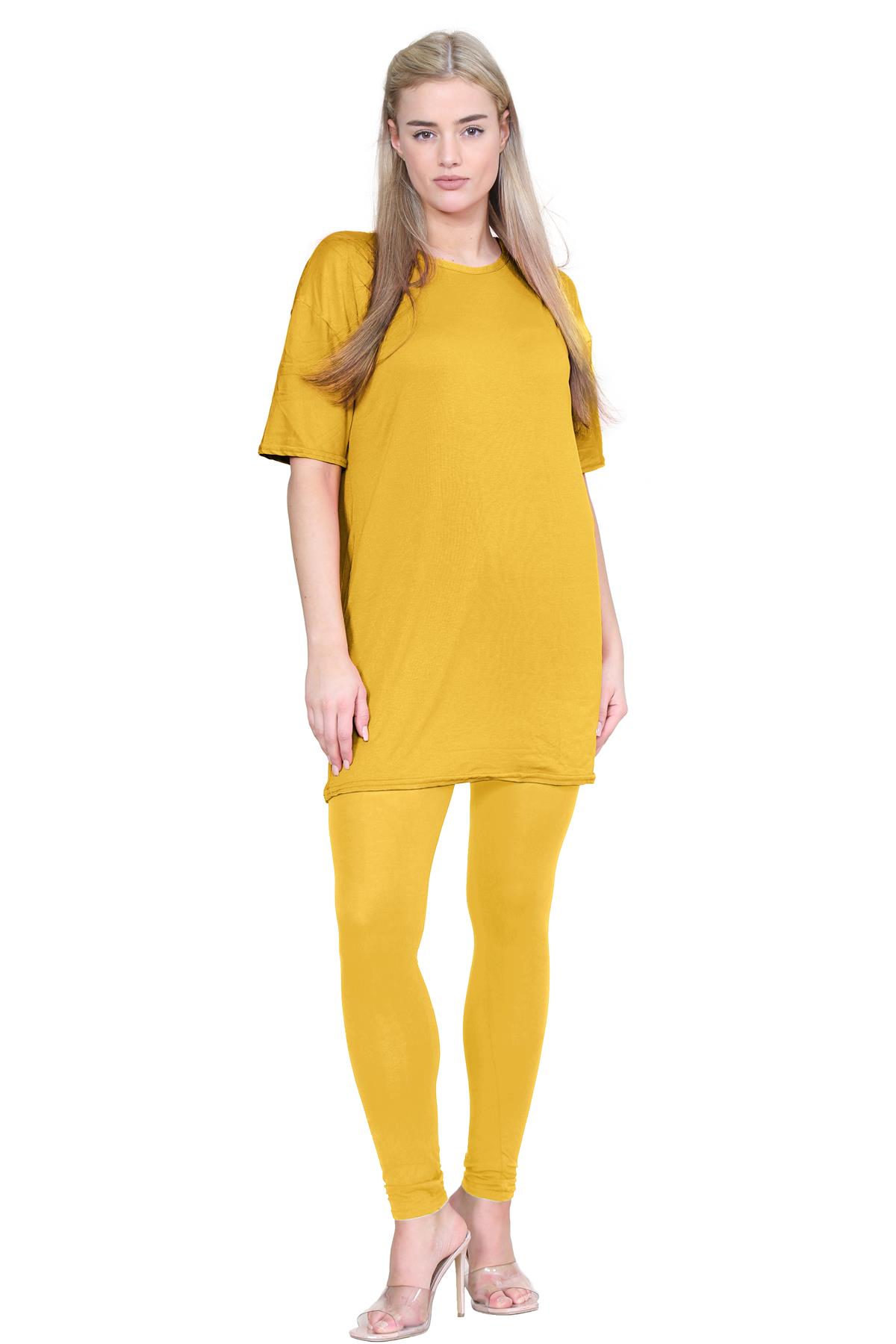 Damas Longline Suelto Camiseta Leggings Gimnasio Chándal Conjunto Coord 2 Piezas Ropa de Salón - Imagen 72 de 155