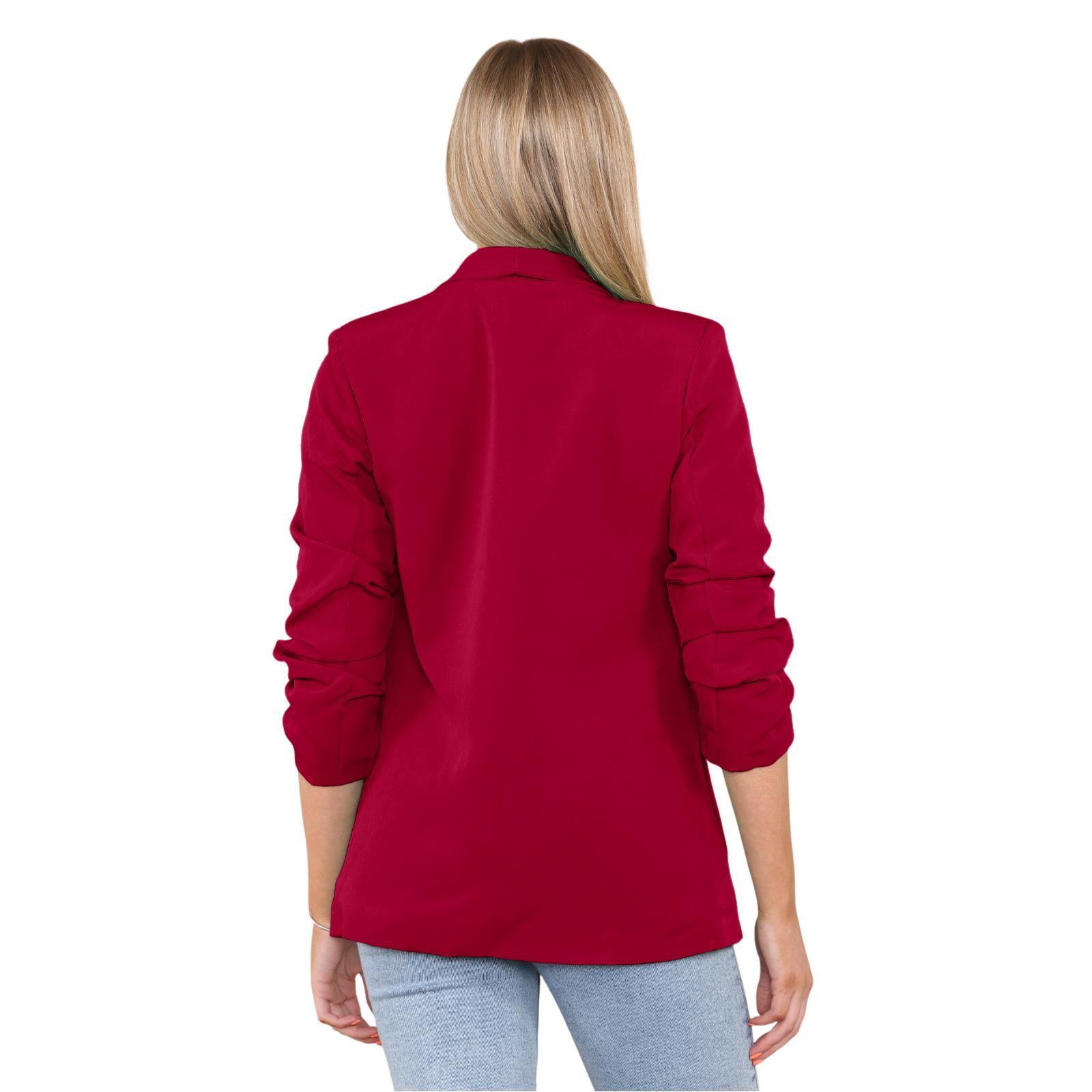 Blazer de manga acanalada para damas totalmente forrado cuello liso informal chaqueta de oficina top - Imagen 91 de 97
