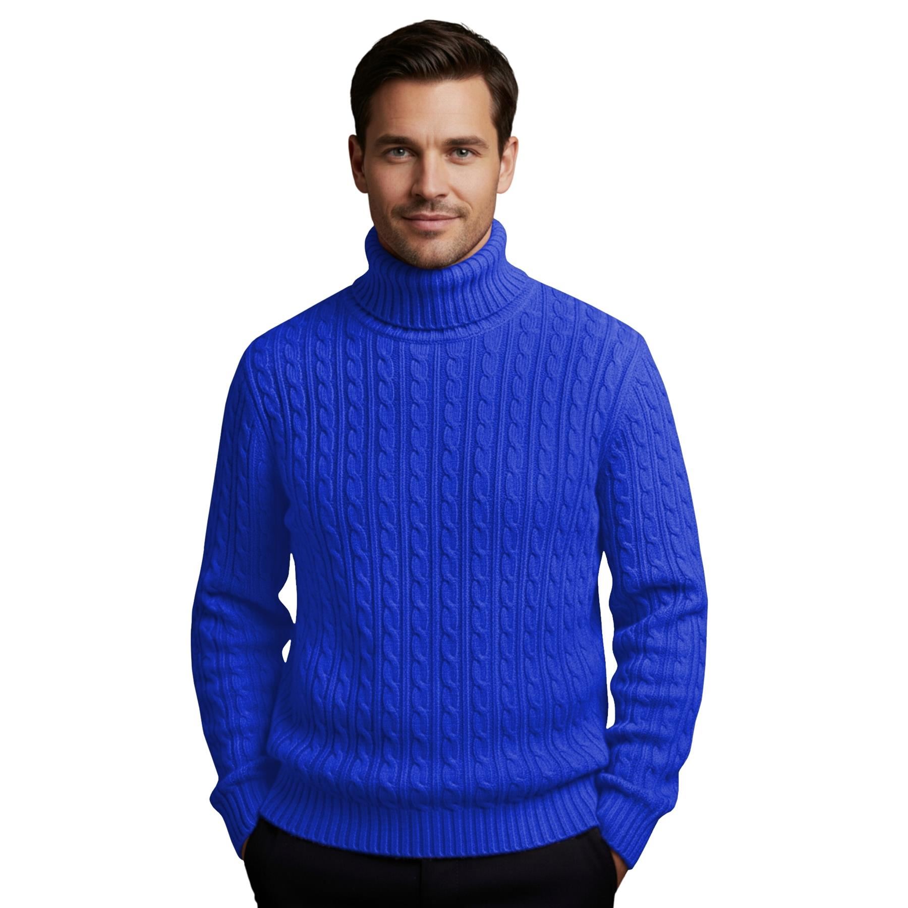 Herren Polo Rollkragen Langarm Pullover Zopfmuster Winterpullover Pulli - Bild 92 von 154