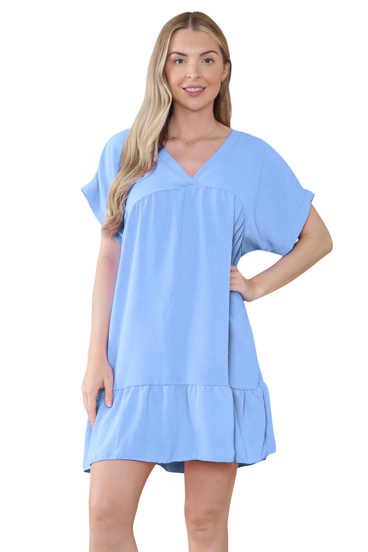 Mini top plisado liso italiano con cuello en V para mujer playa columpio - Imagen 40 de 54