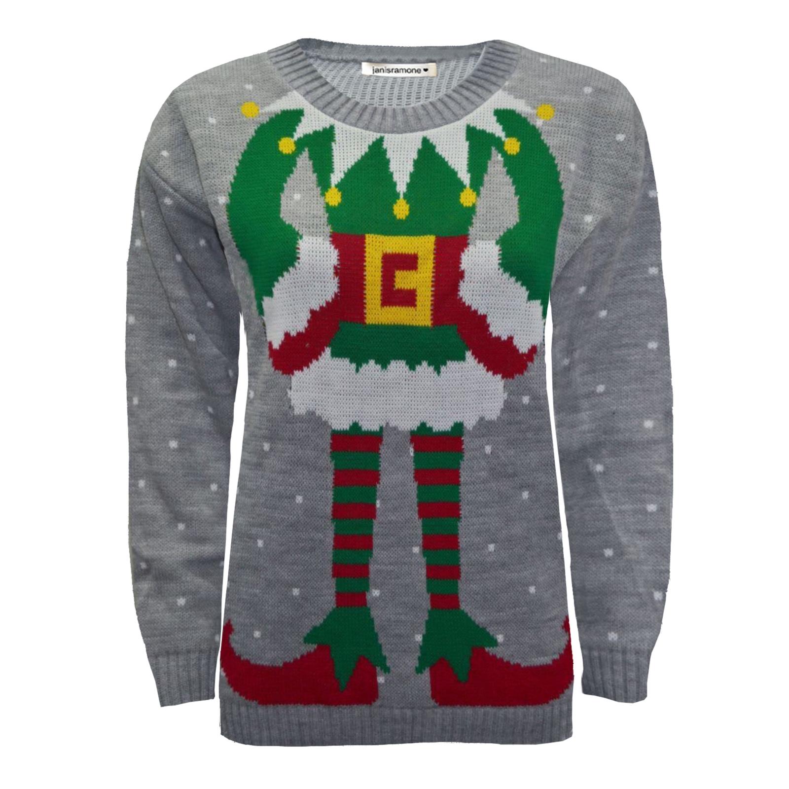 Christmas Reindeer Jumper Womens Knitted Funny Xmas Sweater Unisex Retro Jumpers - Picture 78 of 128
