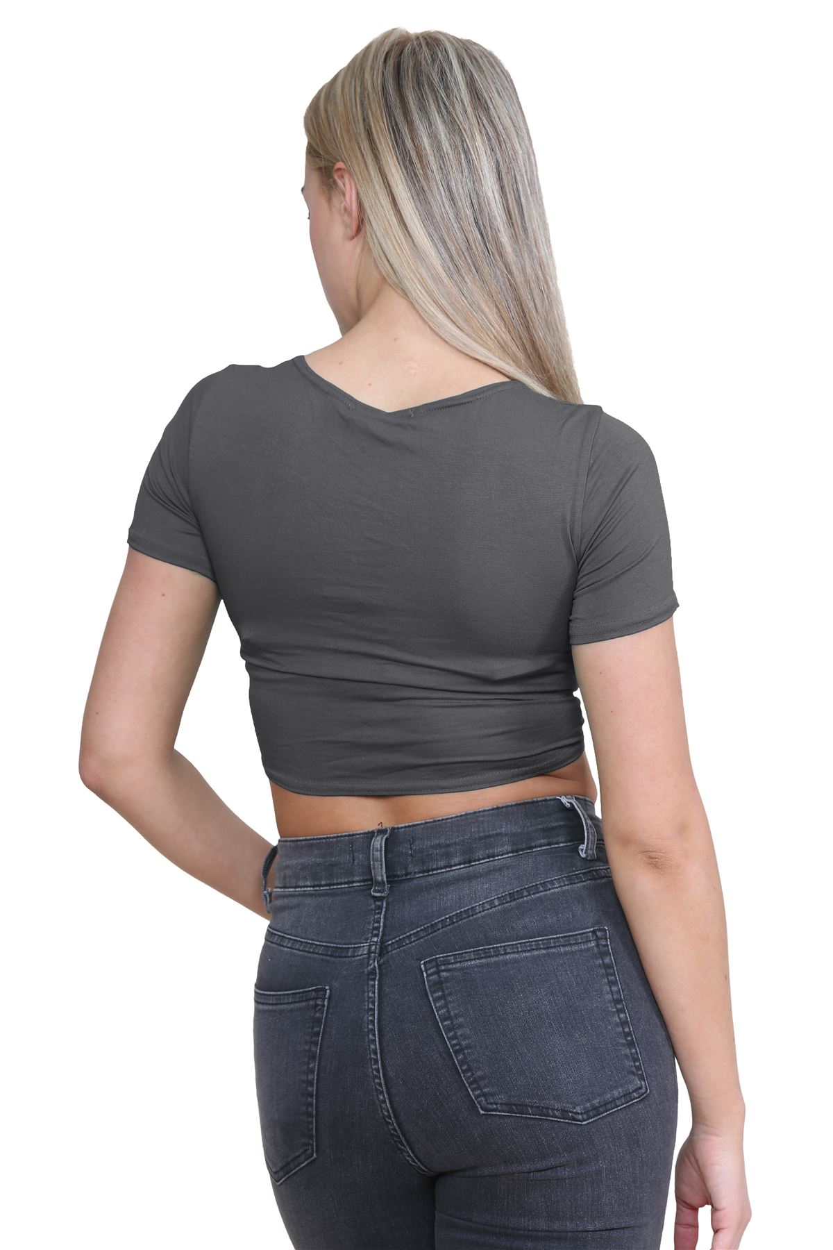 Damen-Cardigan Kurzarm vorne zum Binden einfach Bolero Achselzucken lässig bauchfrei Oberteil - Bild 28 von 133