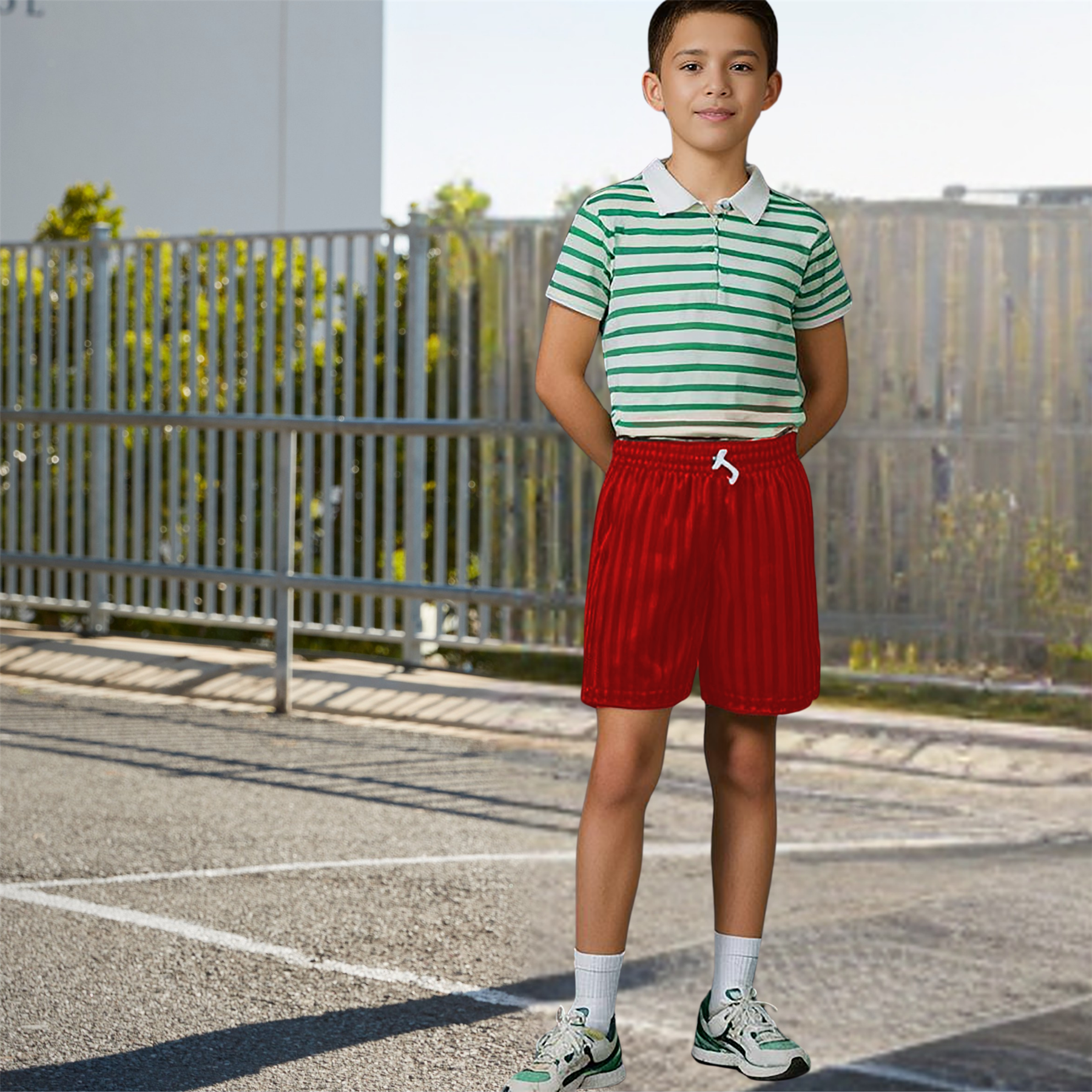Niños Niñas PE Escuela Pantalones Cortos Uniforme Sombra Rayas Gimnasio Deportes Fútbol Paquete de 2 - Imagen 25 de 37