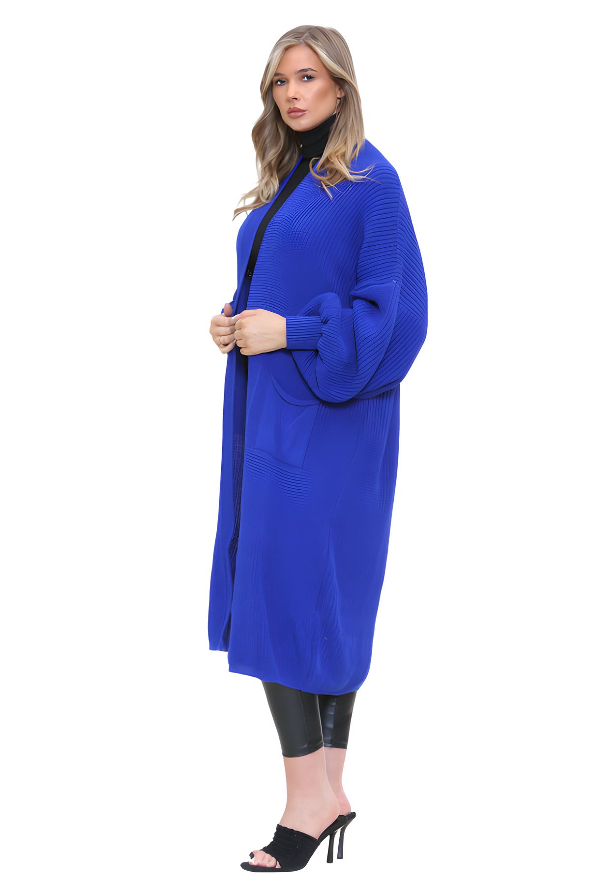 Ballonärmel Maxi Cardigan Damen übergroß gestrickt Winter Longline Pullover - Bild 108 von 134