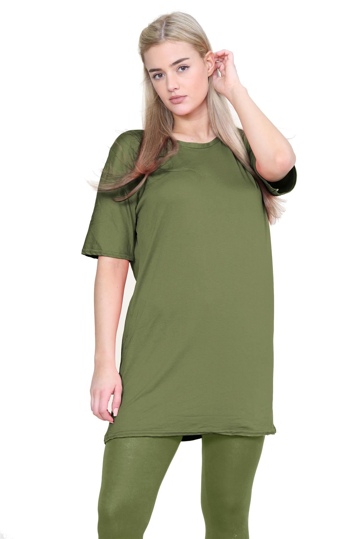 Damas Longline Suelto Camiseta Leggings Gimnasio Chándal Conjunto Coord 2 Piezas Ropa de Salón - Imagen 59 de 155