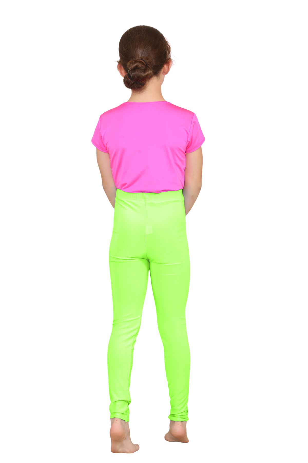 Girls Dance Leggings Gymnastics Microfibre Pants Kids Plain Full Length Trousers - Picture 29 of 85