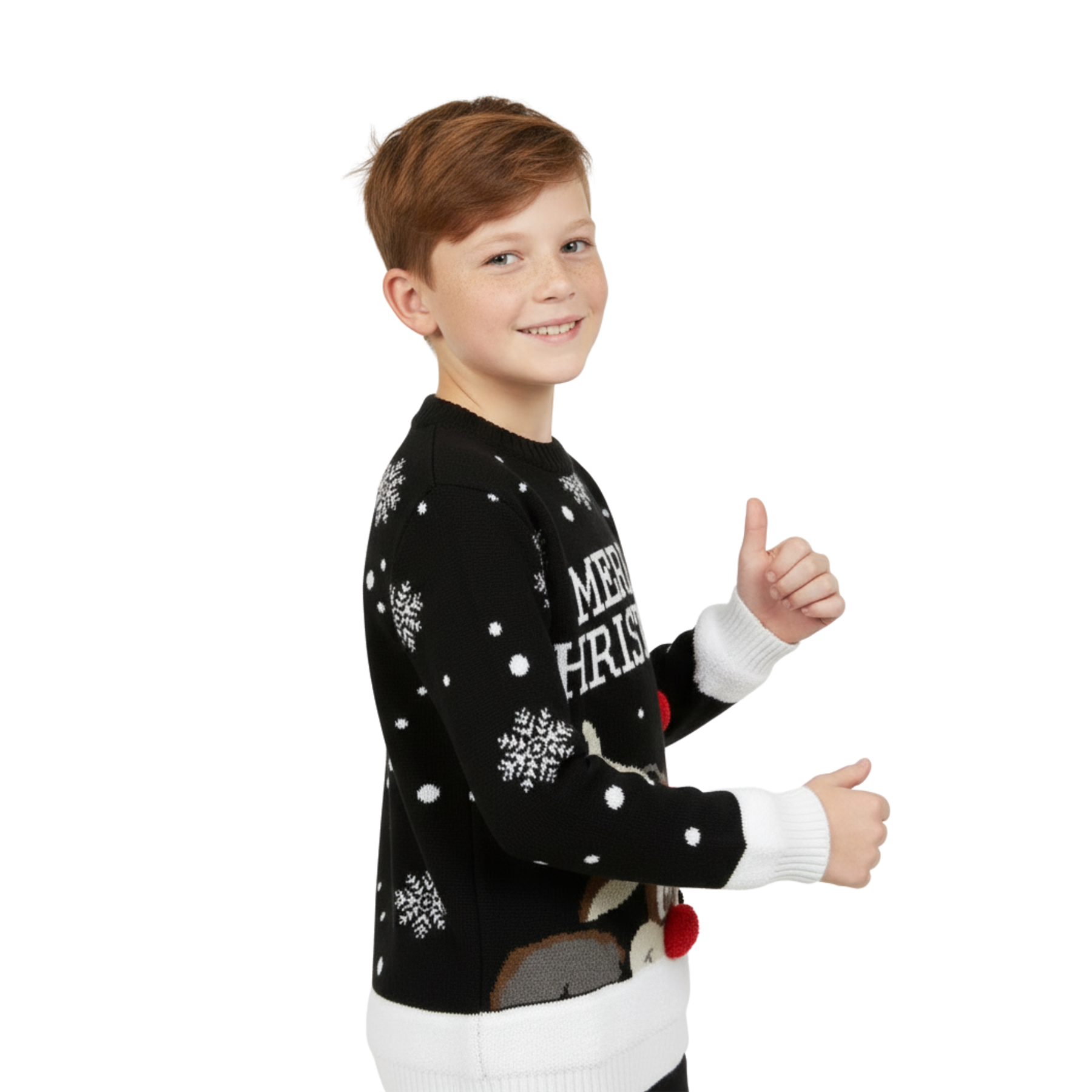 Suéter Pullover Navidad Pom Pom Niños Tejido Rudolph Navidad Niños - Imagen 3 de 21