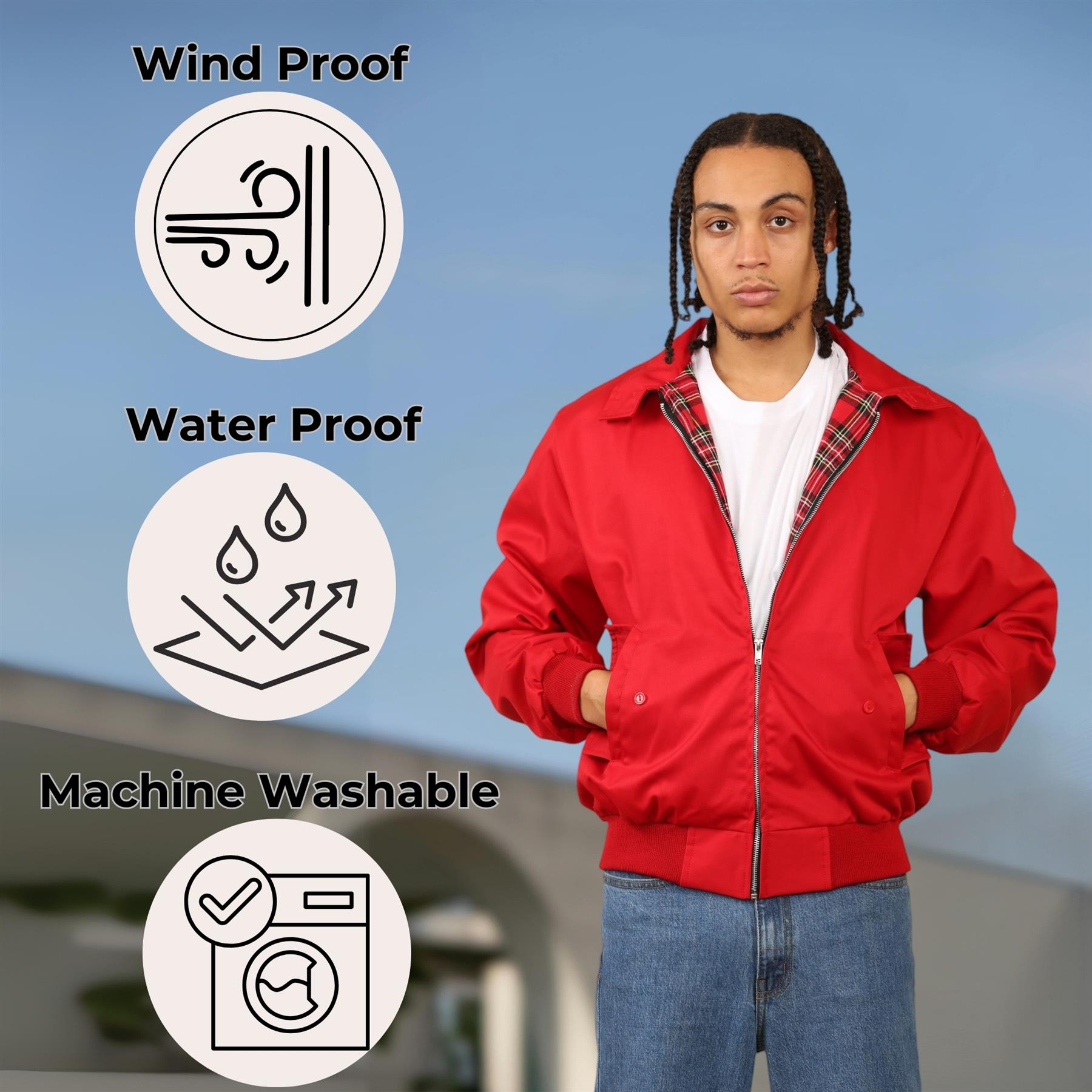 Mens ZipUp Classic Trendy 1970's Retro Vintage Bomber Mod Coat