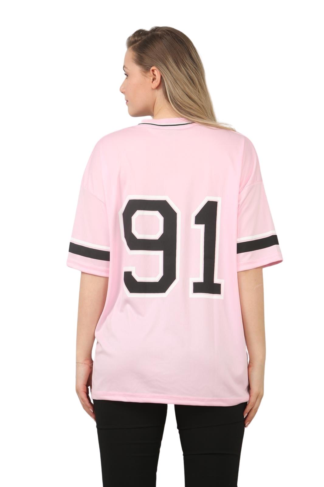 Camiseta de mujer de gran tamaño cuello en V LA 91 fútbol americano universitario holgada verano top - Imagen 5 de 50
